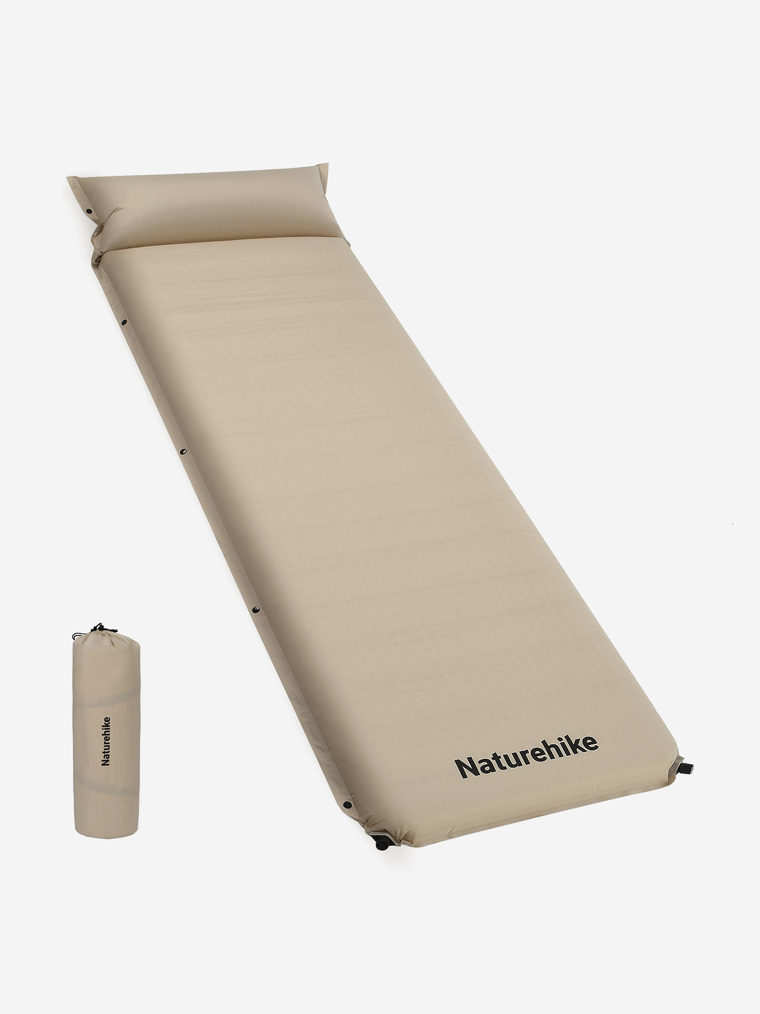 Изображение товара Коврик надувной односпальный Naturehike D04, с чехлом и подушкой, бежевый