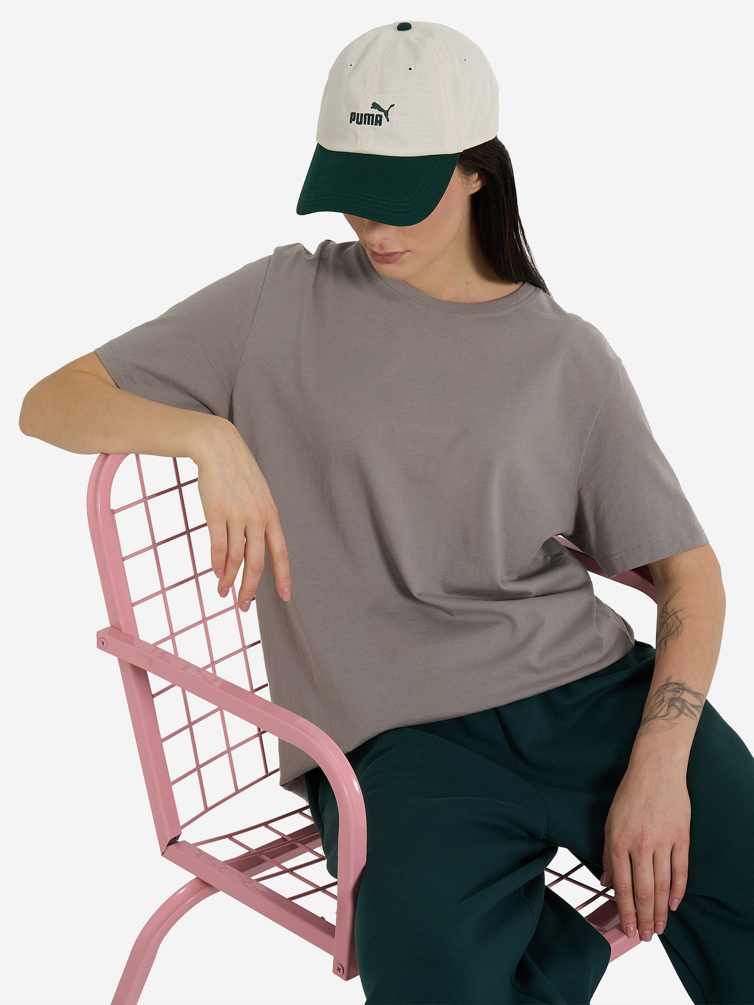 фото Бейсболка puma ess no 1 color block dad, бежевый