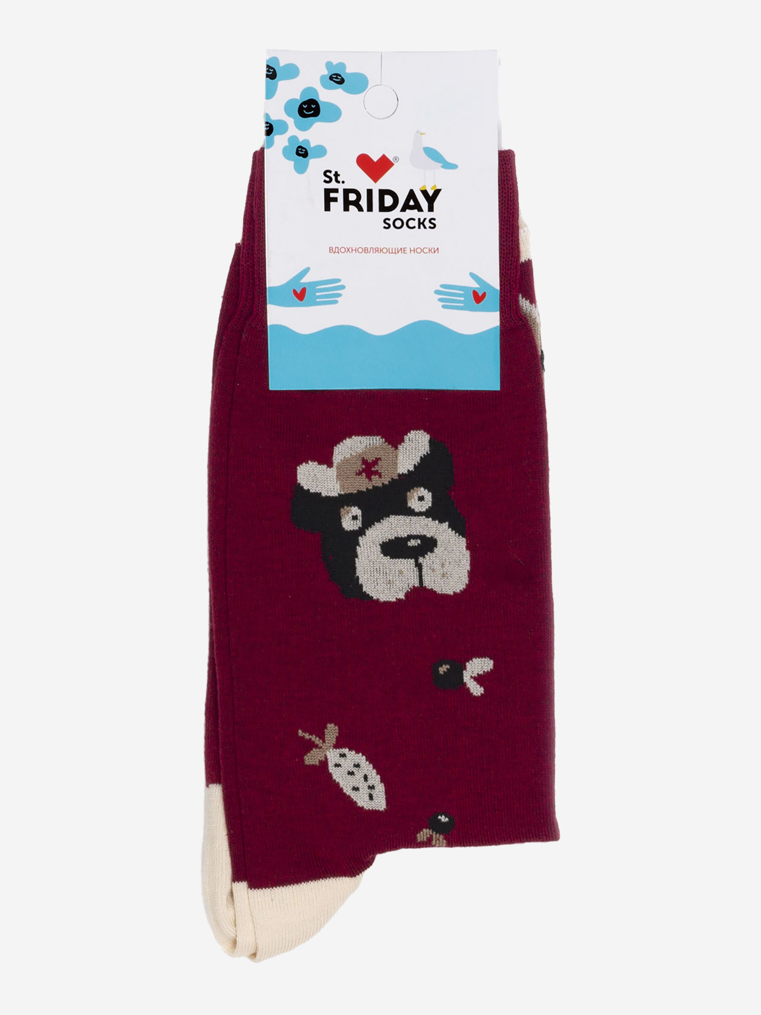 Носки с рисунками St.Friday Socks - Миша в шапке, Красный