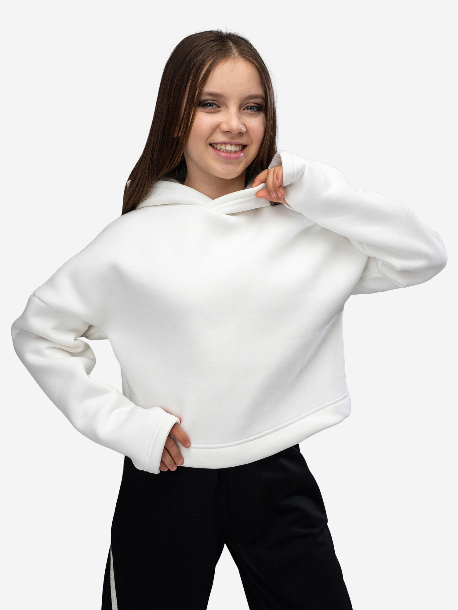 

Толстовка из футера с начесом для девочки Looklie, Белый