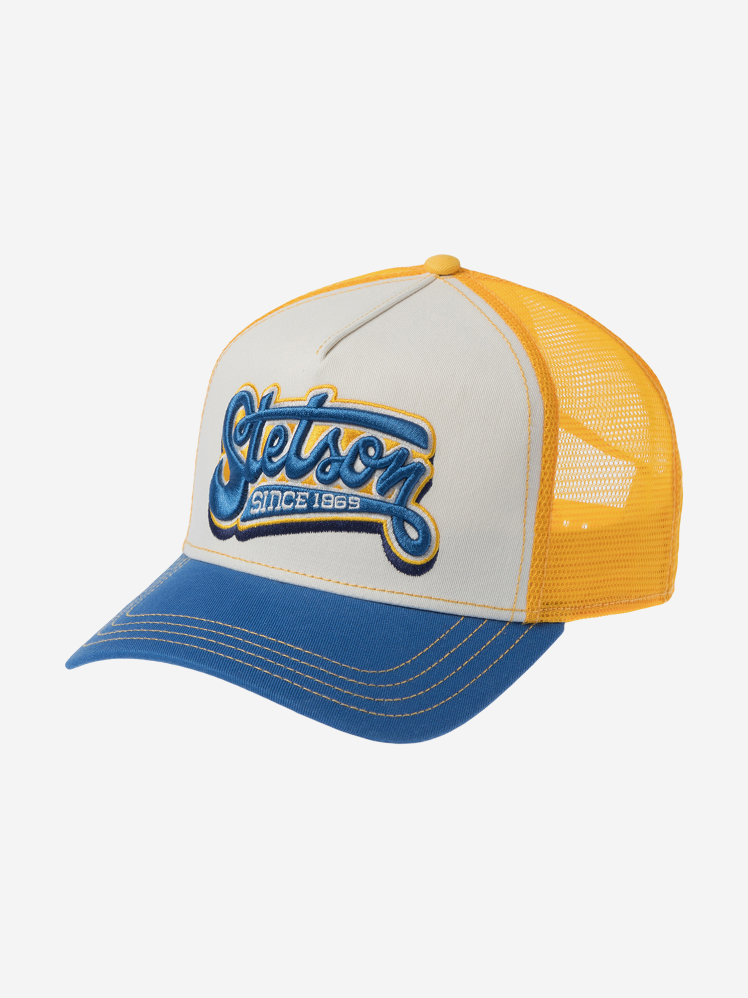 Изображение товара Бейсболка с сеточкой STETSON 7761162 TRUCKER CAP LETTERING синяя Белая