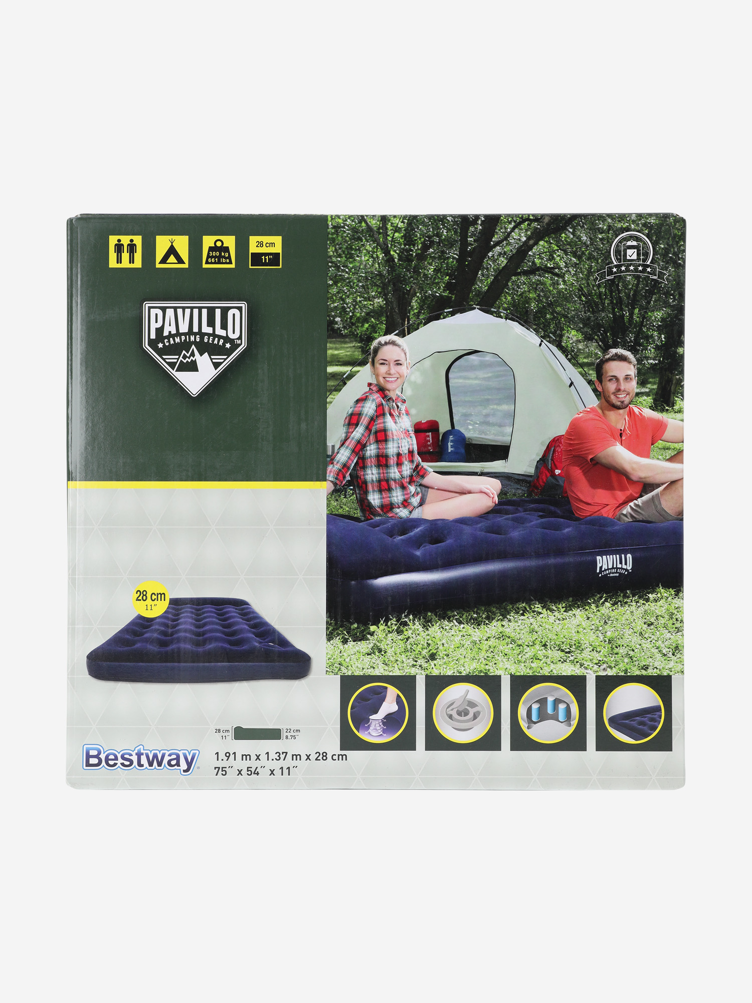 фото Матрас надувной bestway 191x137x28 см, синий