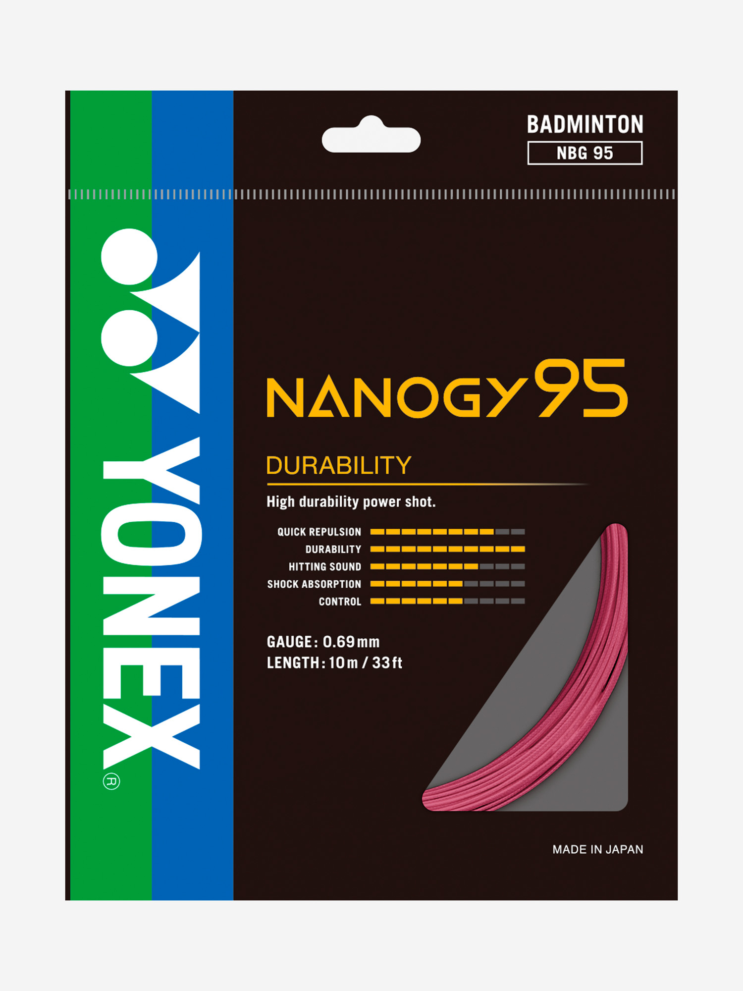 

Струна для бадминтона Yonex Nanogy 95 RP, 10м., Розовый