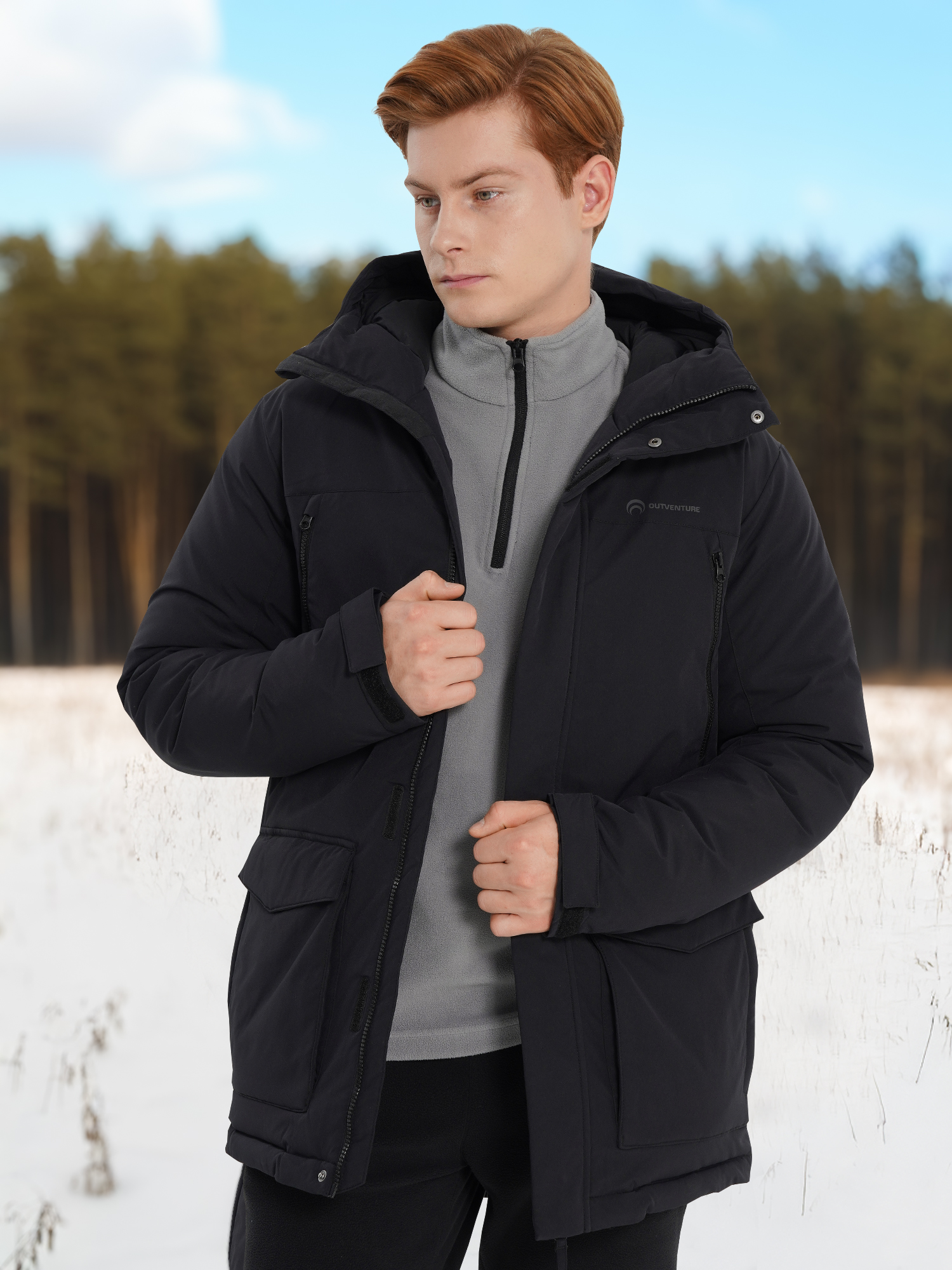 Пуховик мужской Outventure, черный, арт. 28318