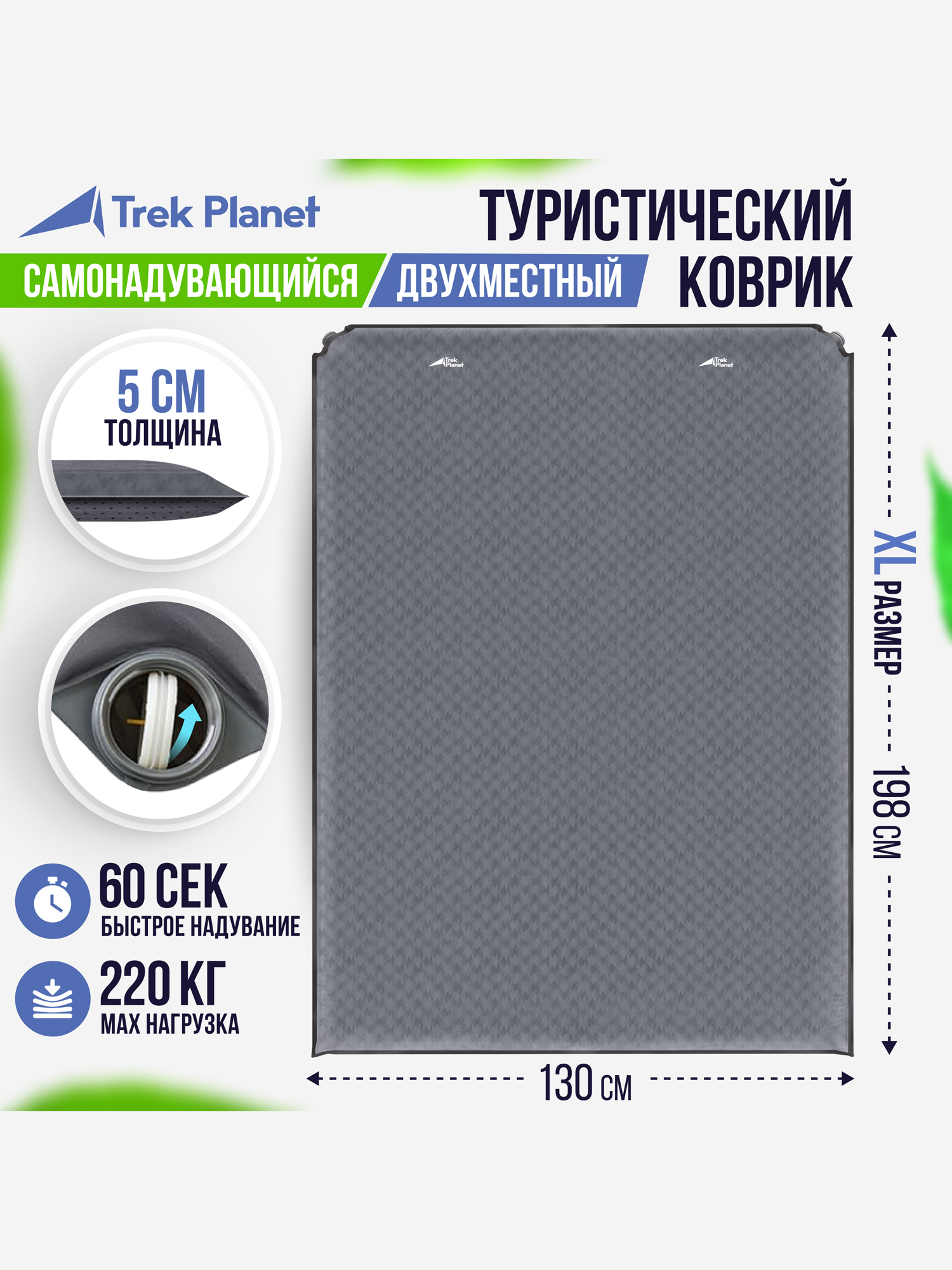  Коврик для пикника Trek Planet Relax 50 Double Grey, Серый