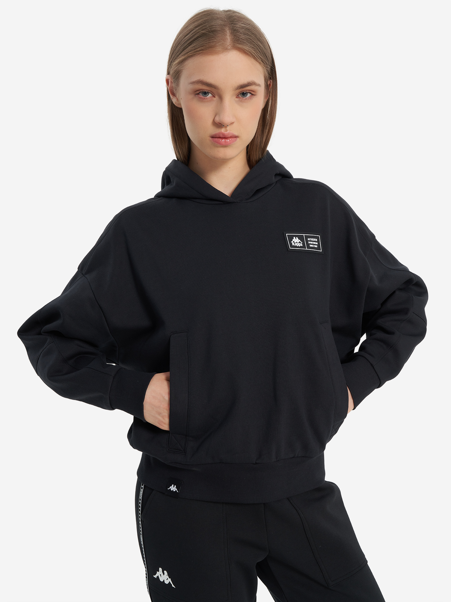 Худи женское оверсайз Kappa, черный, арт. 137680kap-99