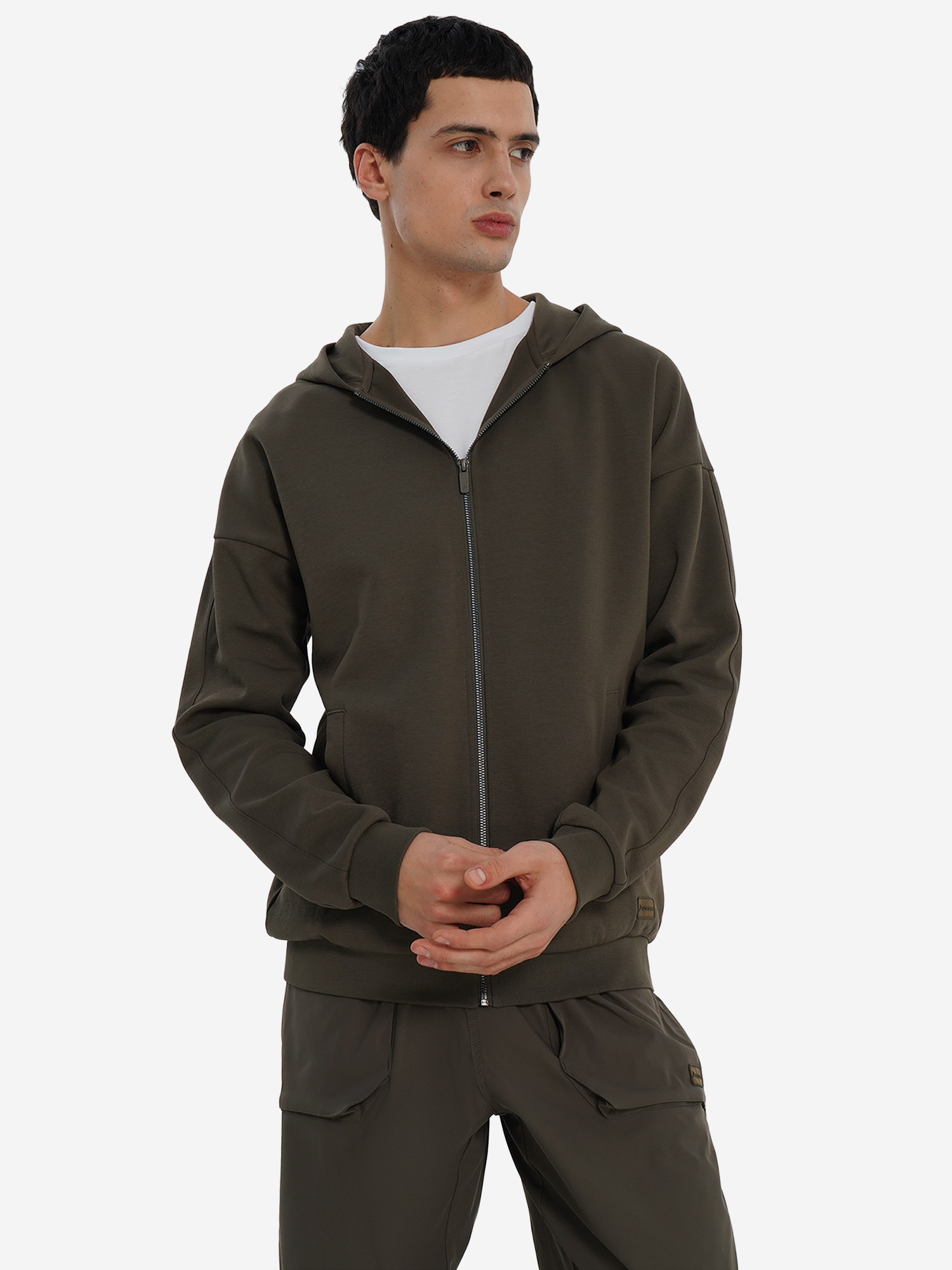 Изображение товара Толстовка мужская Demix темно-коричневая спортивная на молнии с капюшоном