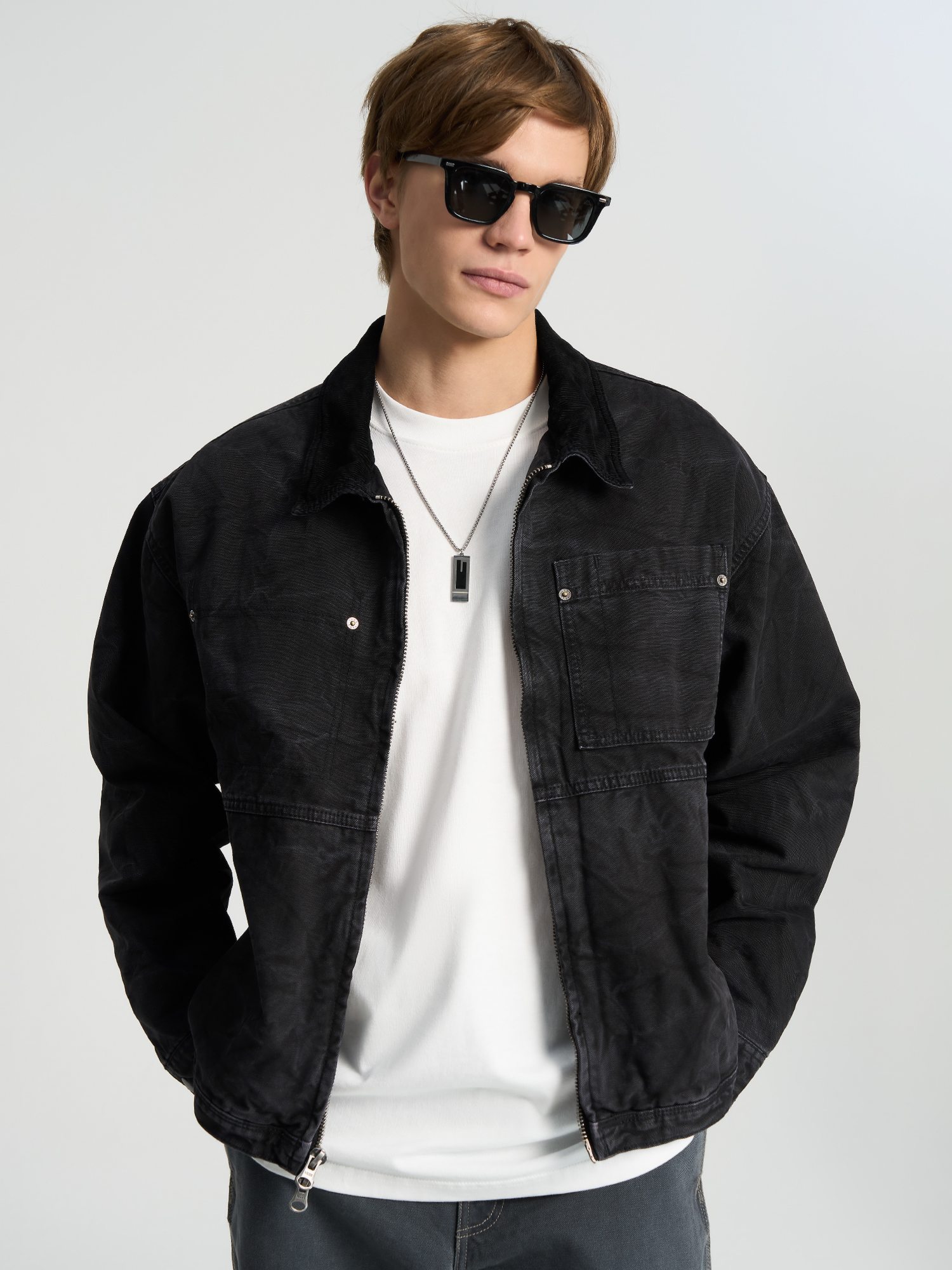 Легкая куртка мужская Vans Nico Cropped Chore Canvas Jacket, Черный