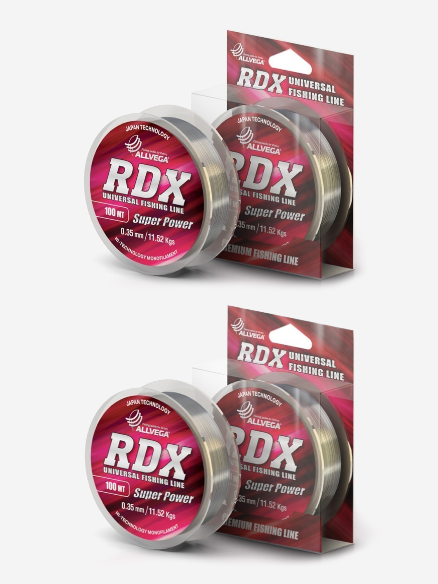 

Леска монофильная ALLVEGA RDX Universal, набор 2 штуки 0,35мм (11,52кг) прозрачная, Белый