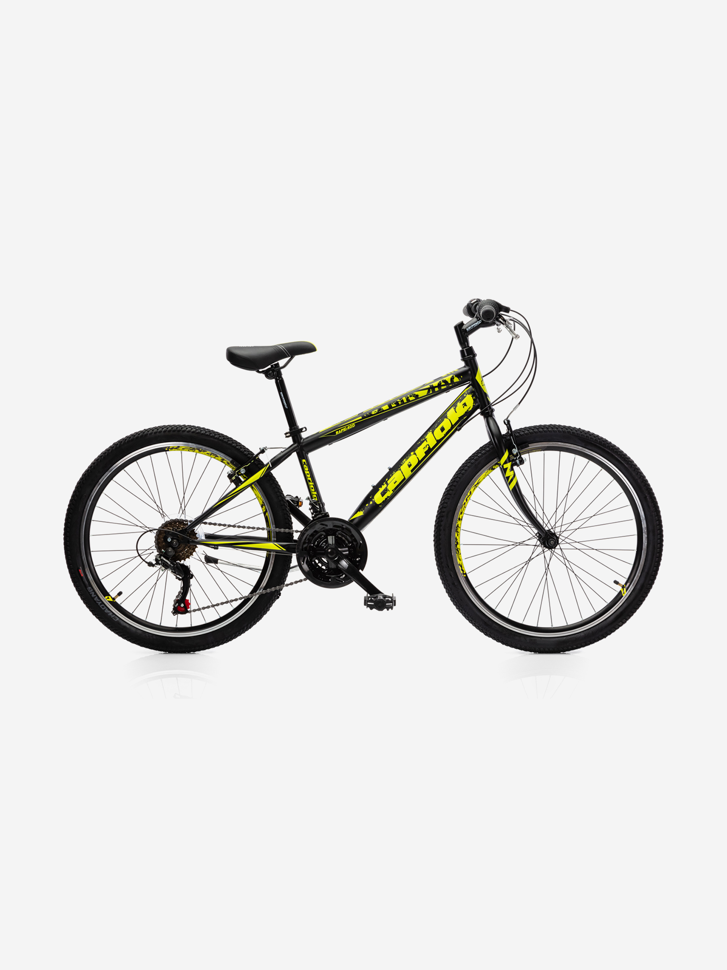 

Велосипед CAPRIOLO MTB RAPID (3 X 6), рама сталь , колёса 24'' (чёрный - жёлтый), Черный