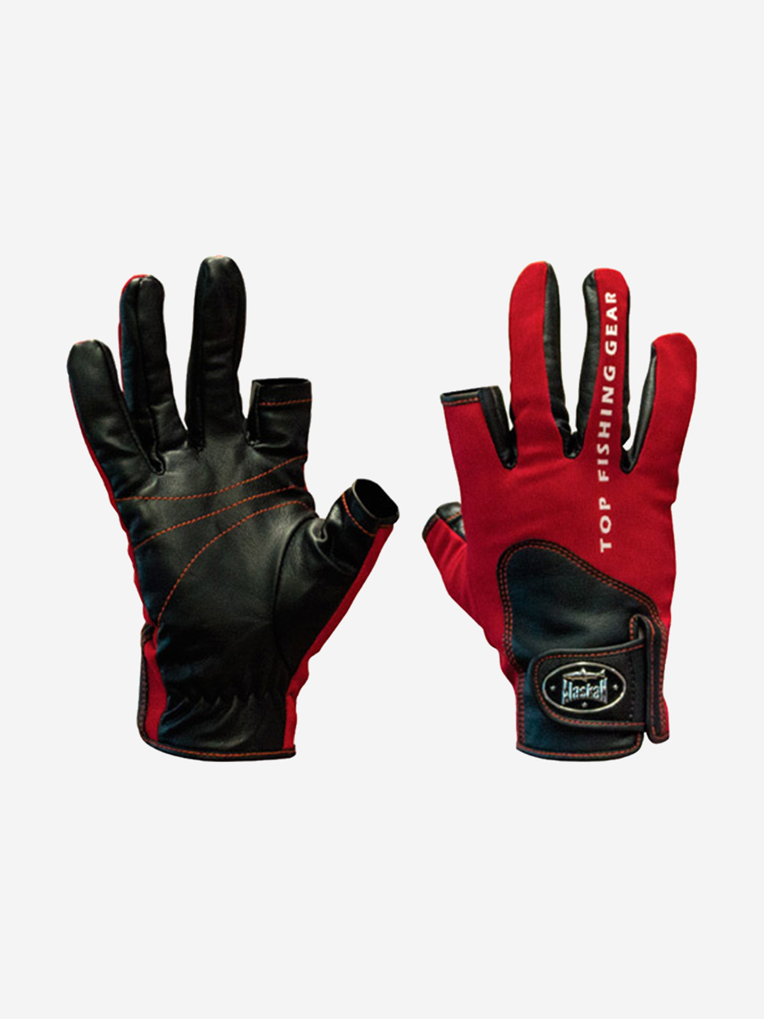 Перчатки спиннингиста Alaskan двухпалые Red/BL M, Черный