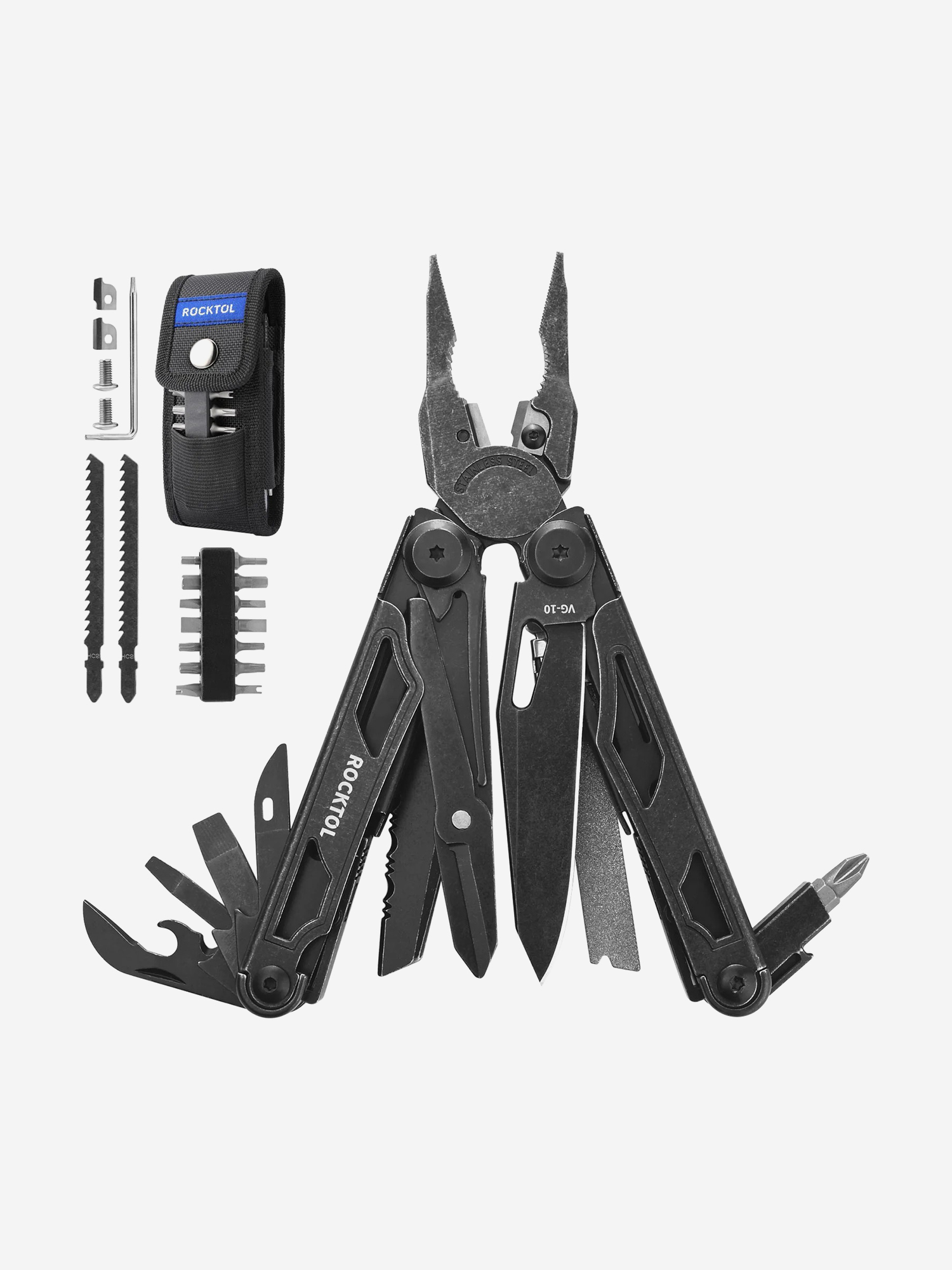 Изображение товара Мультитул Rocktol 29 в 1 со сменными резцами и пилой черный