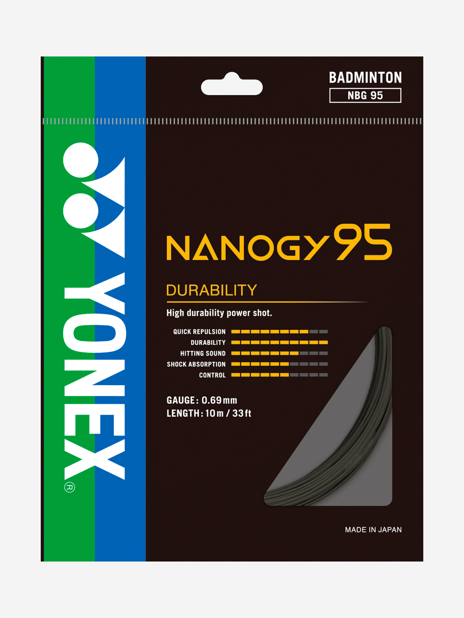 

Струна для бадминтона Yonex Nanogy 95 GT, 10м., Серый