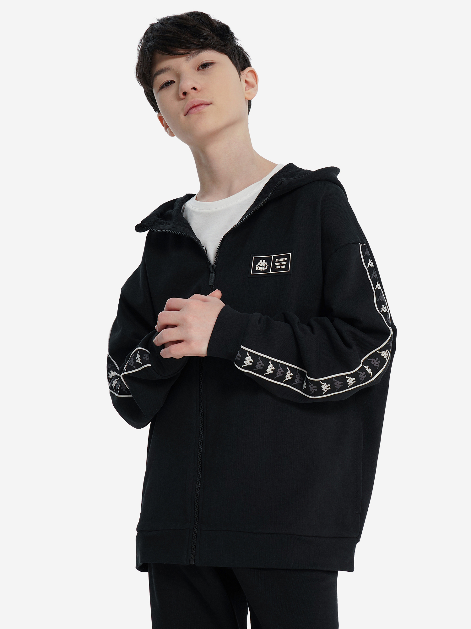 Толстовка Kappa оверсайз для мальчиков, черный, арт. 140911kap-b2