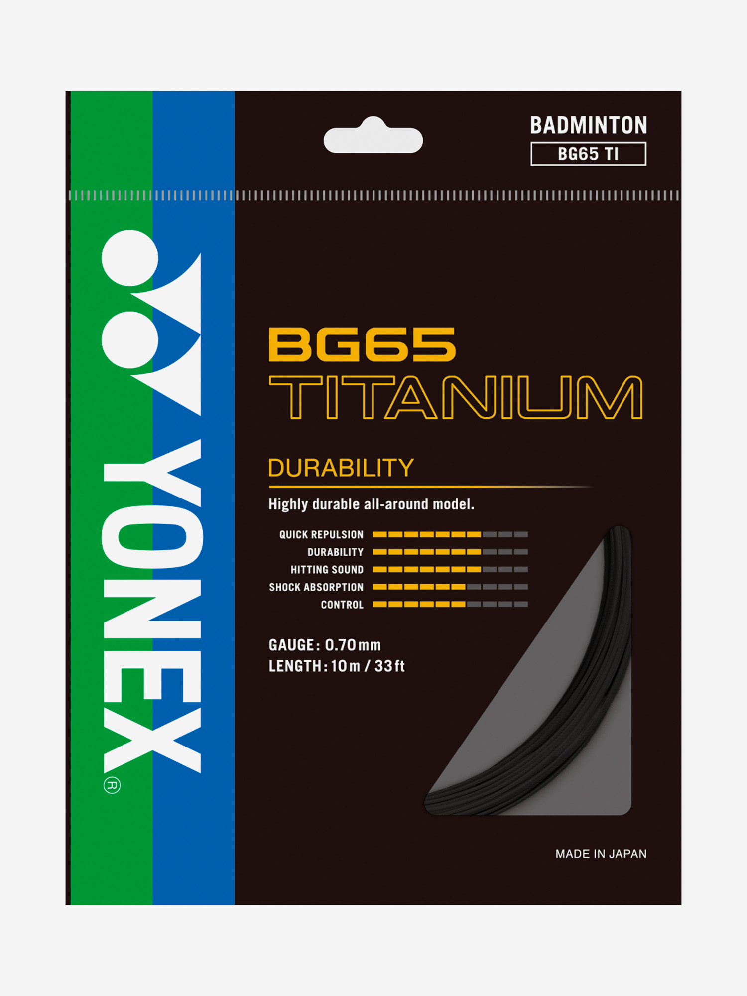 

Струна для бадминтона Yonex BG-65Ti BK, 10м., Черный