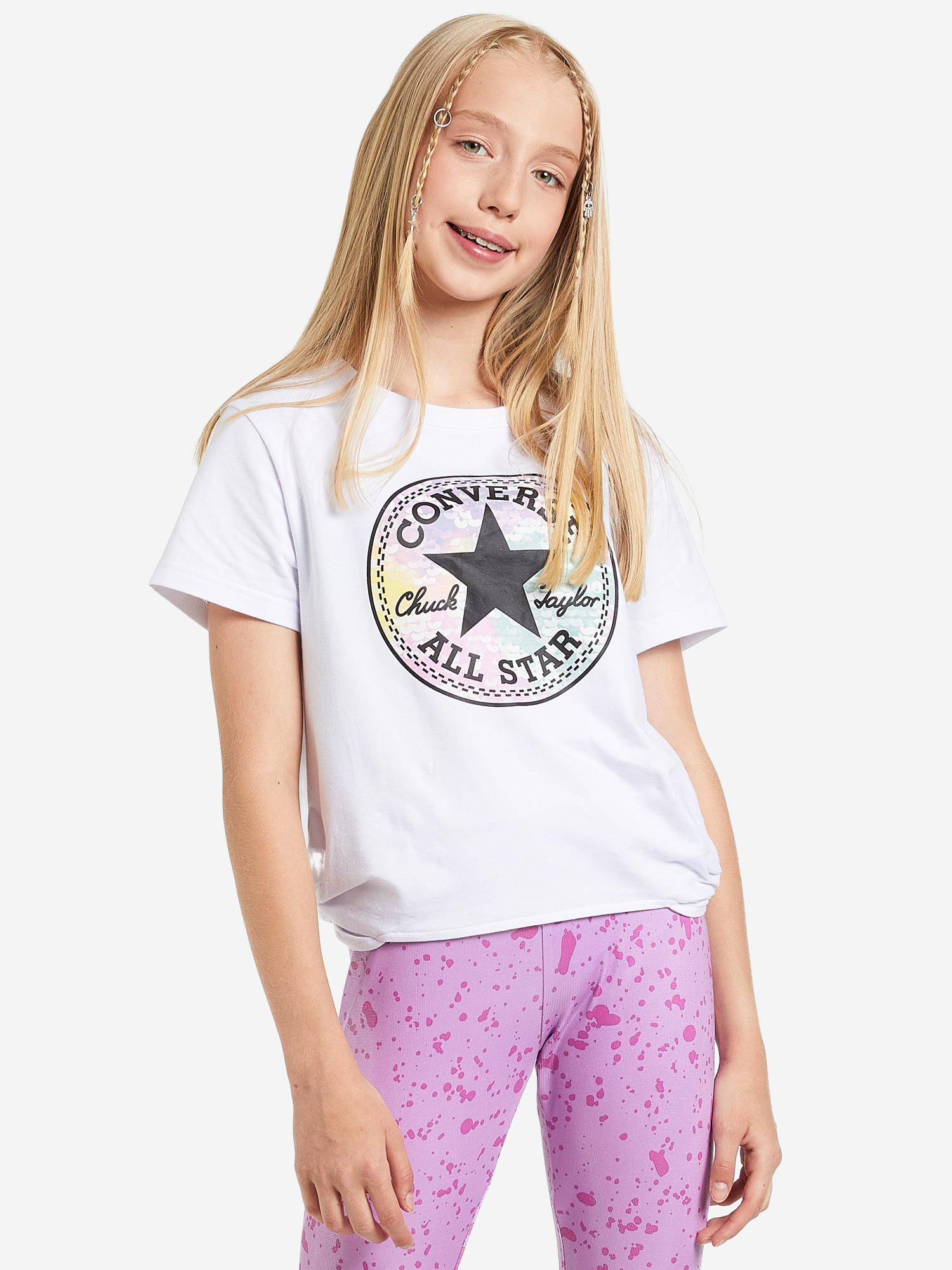 

Футболка для девочек Converse Side Twist, Белый