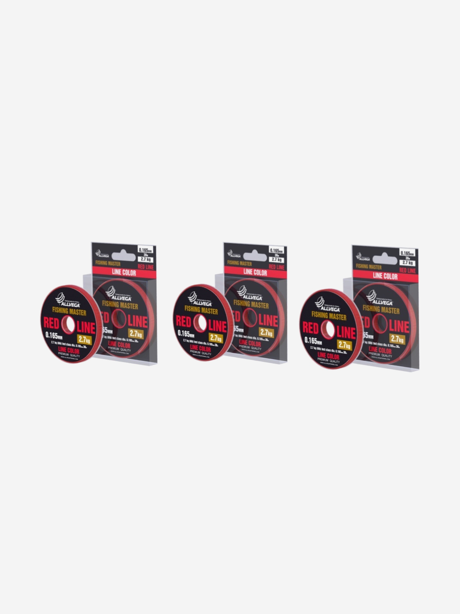 

Леска монофильная ALLVEGA "Fishing Master" 30м 0,165 мм (2,7кг) рубиновая. Набор 3 штуки., Красный