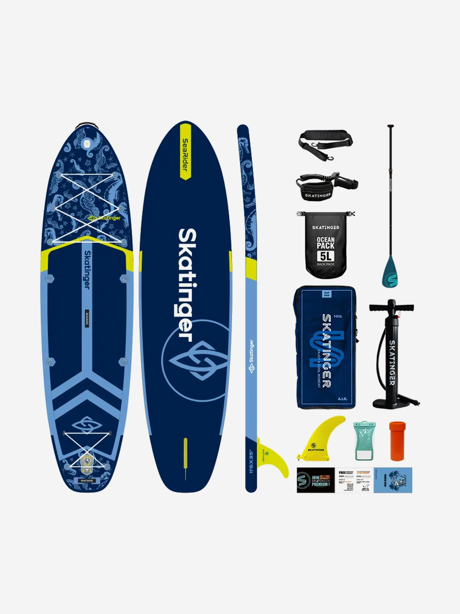 

Надувная SUP-доска SKATINGER SEARIDER 11'6" 350*81*15 см сапборд, Синий