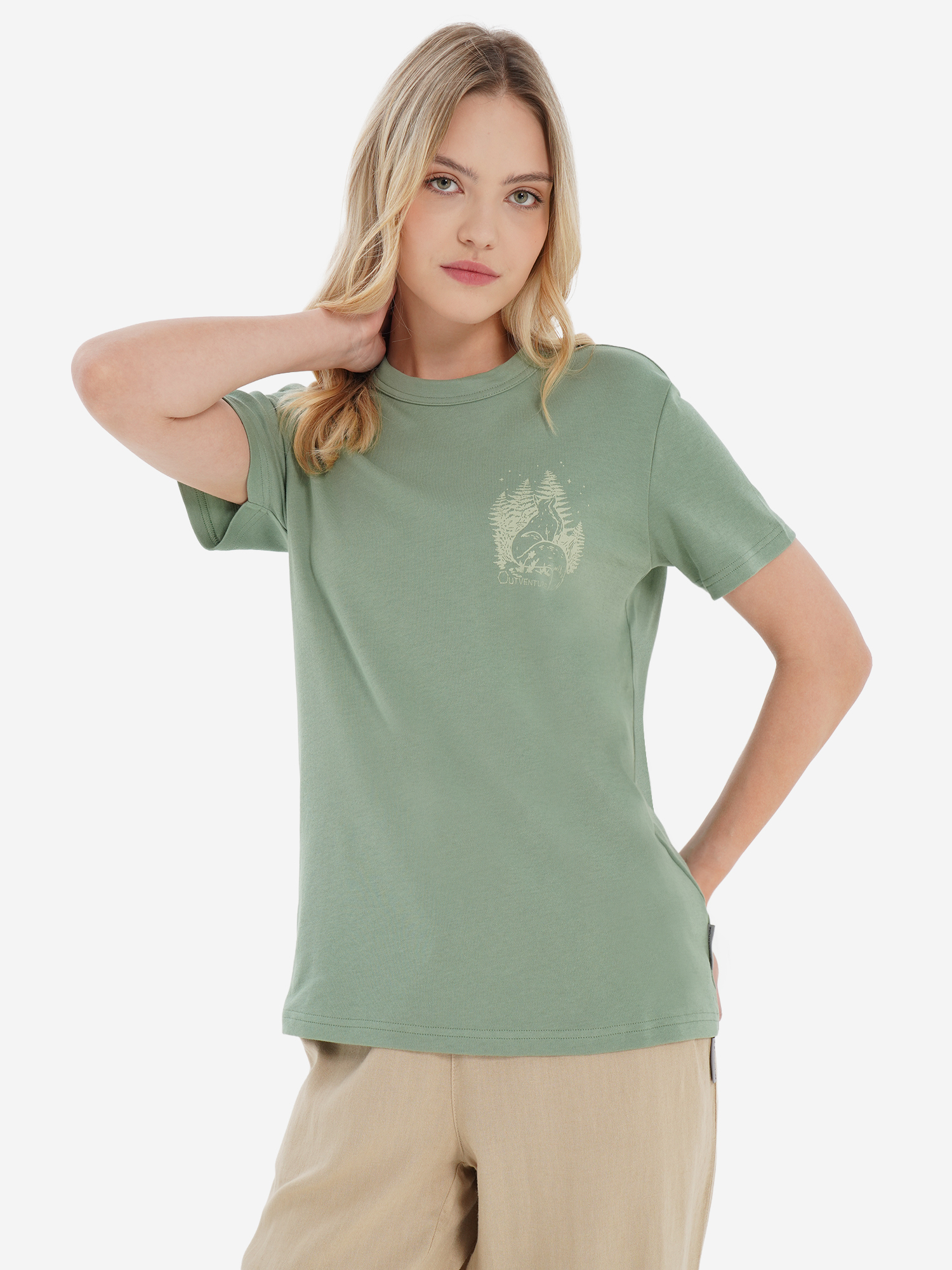 Изображение товара Женская футболка Outventure для путешествий натуральный хлопок приталенная лето