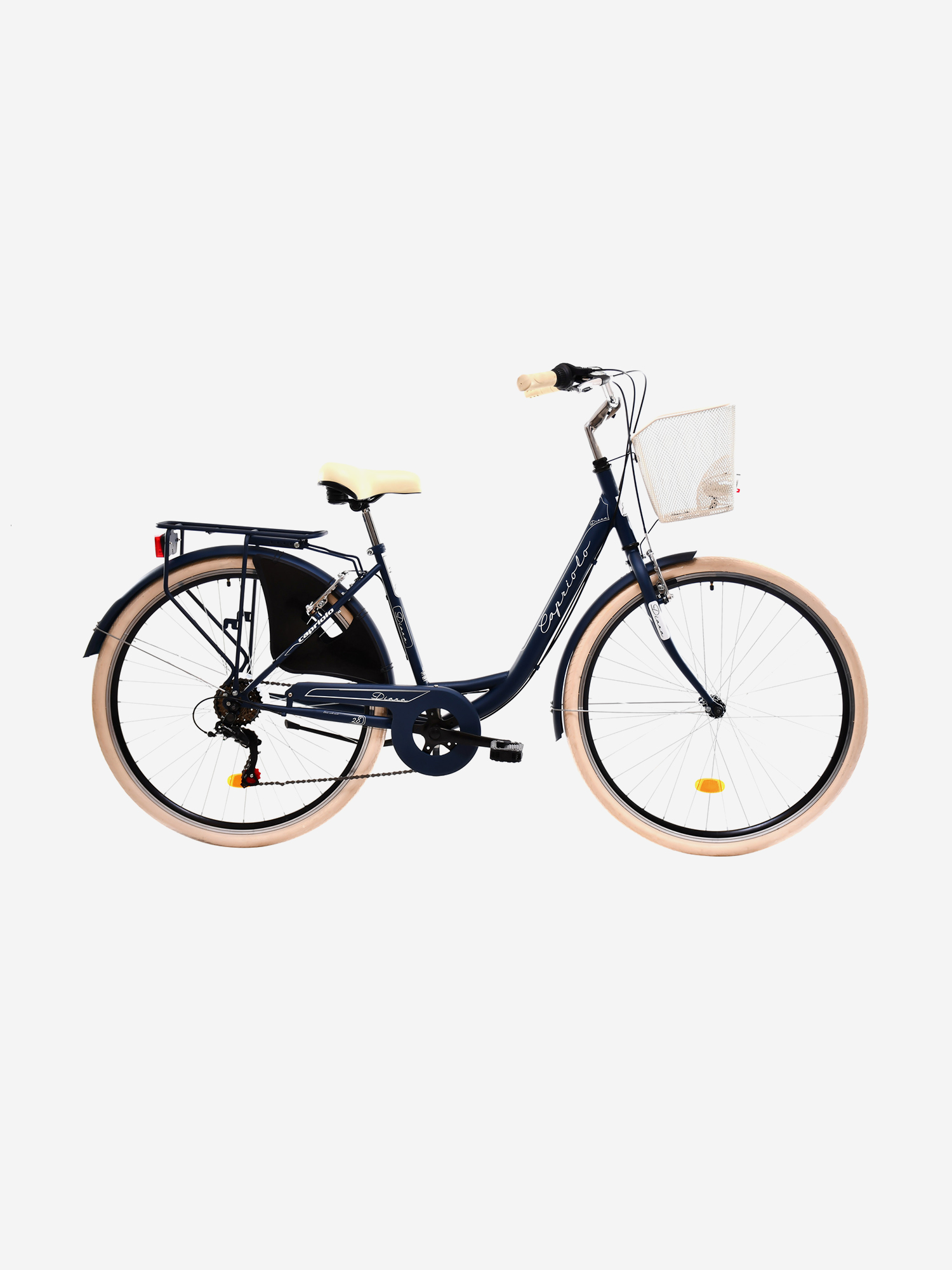 

Велосипед CAPRIOLO CITY DIANA STEEL (1 X 6), рама сталь , колёса 28'' (сапфирово-синий (матовый) - белый), Синий