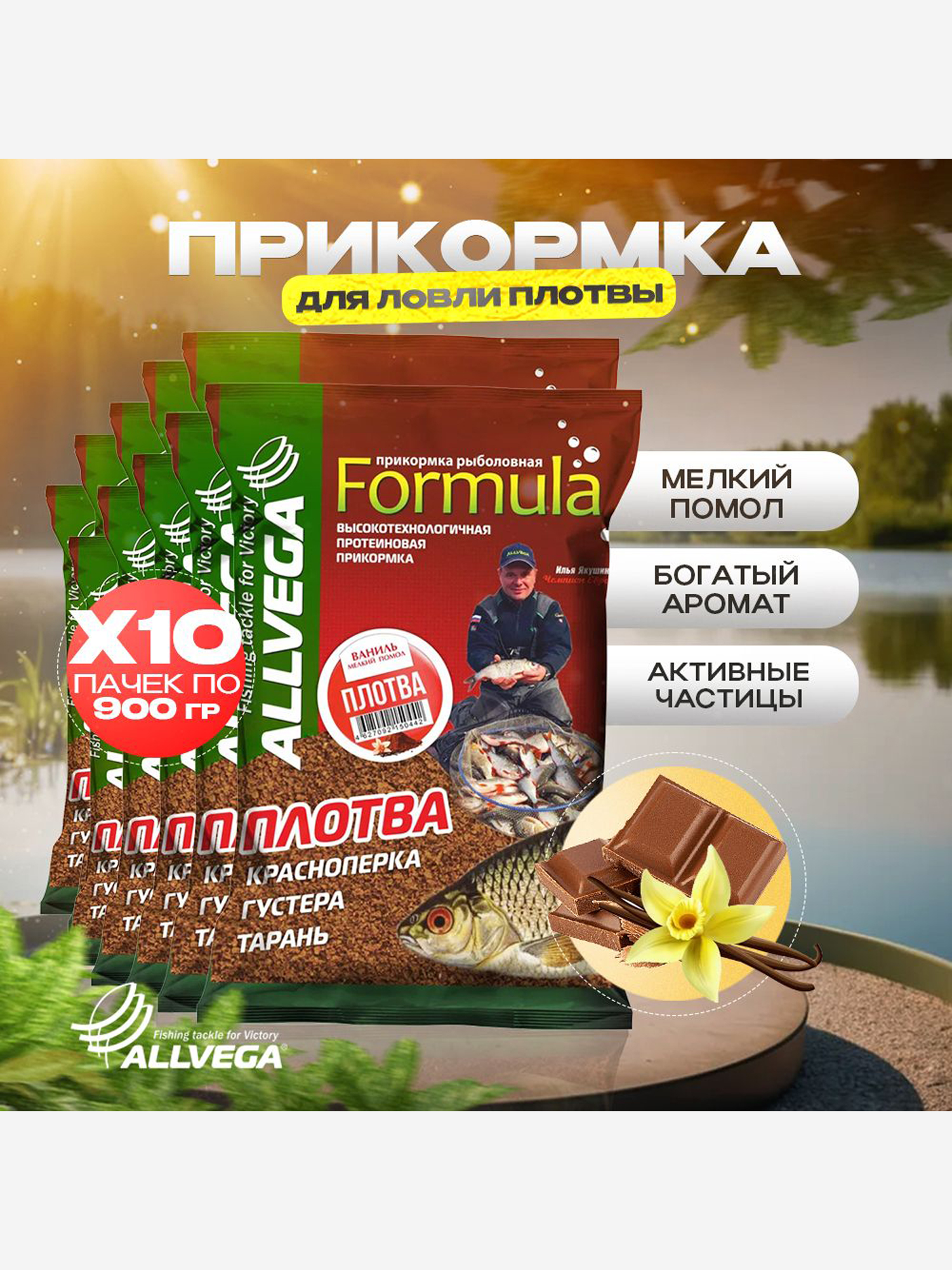 

Прикормка для рыбалки ALLVEGA Formula плотва 10 пачек, Коричневый