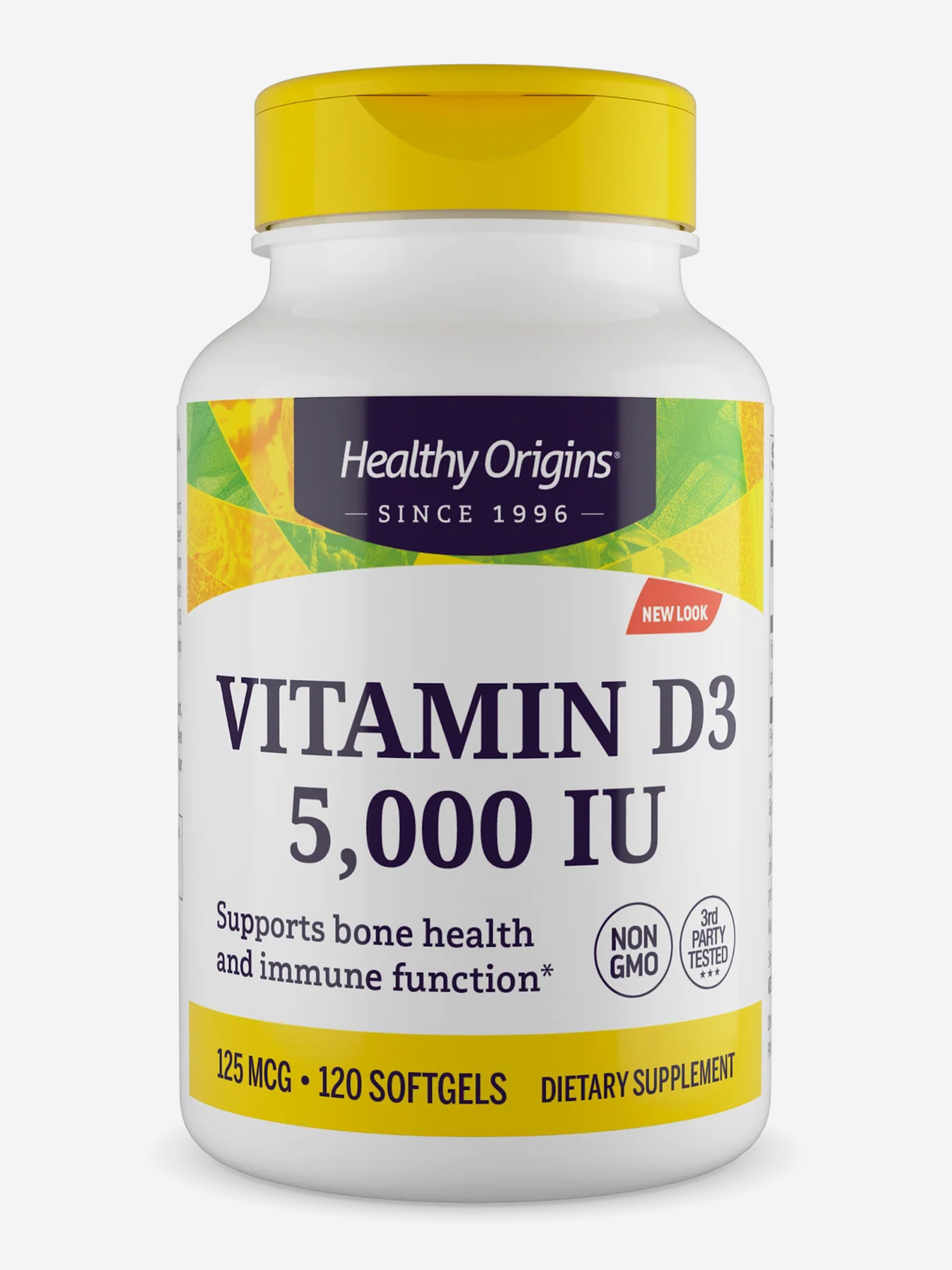 Изображение товара Витамин D3 5000 IU Healthy Origins 120 капсул для иммунитета и здоровья