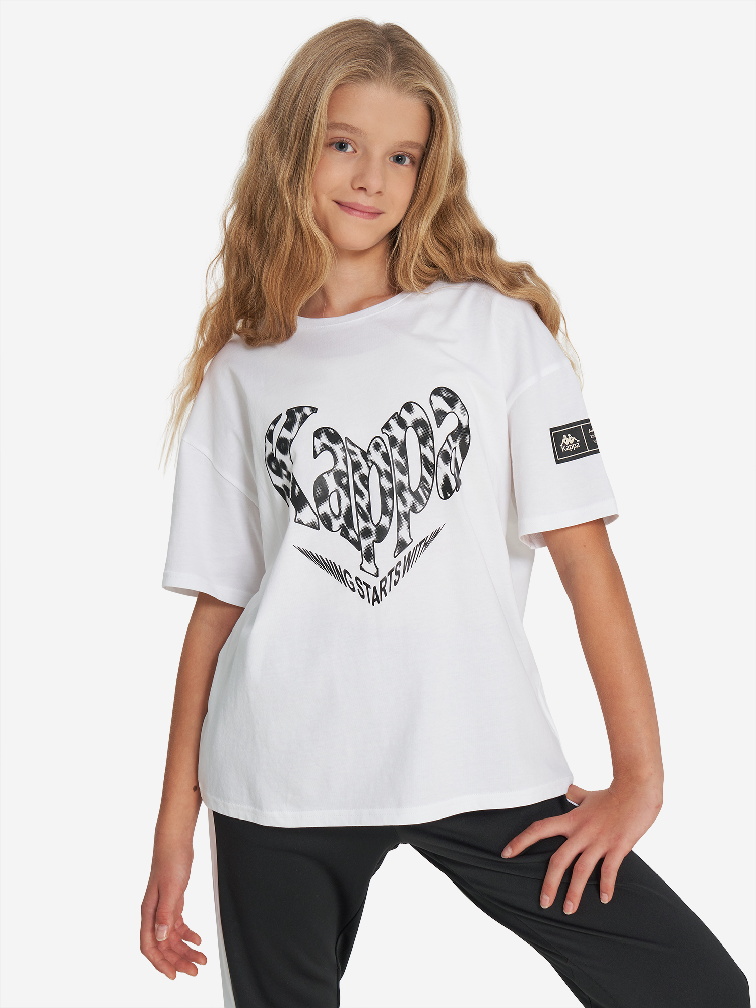 Футболка Kappa для девочек, белый, арт. 32875