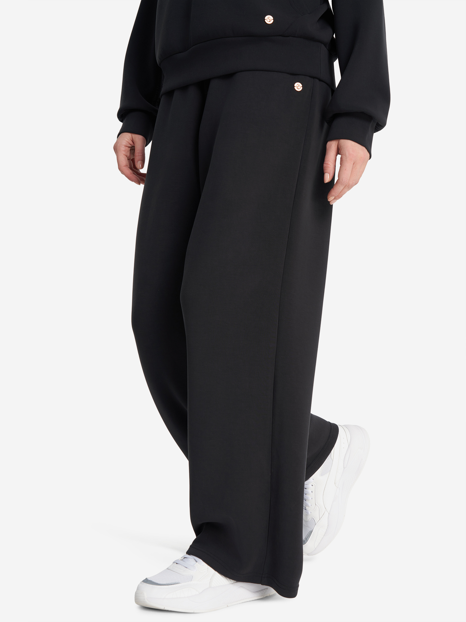 Изображение товара Женские спортивные брюки Sensana черные для летнего сезона с высоким поясом