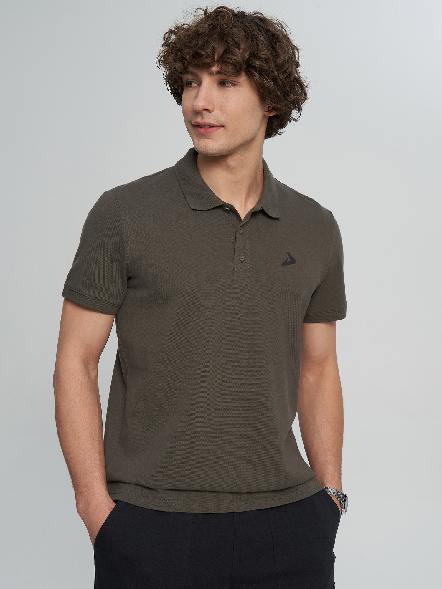 Изображение товара Мужское поло Demix темно-коричневое из хлопка для активных мужчин