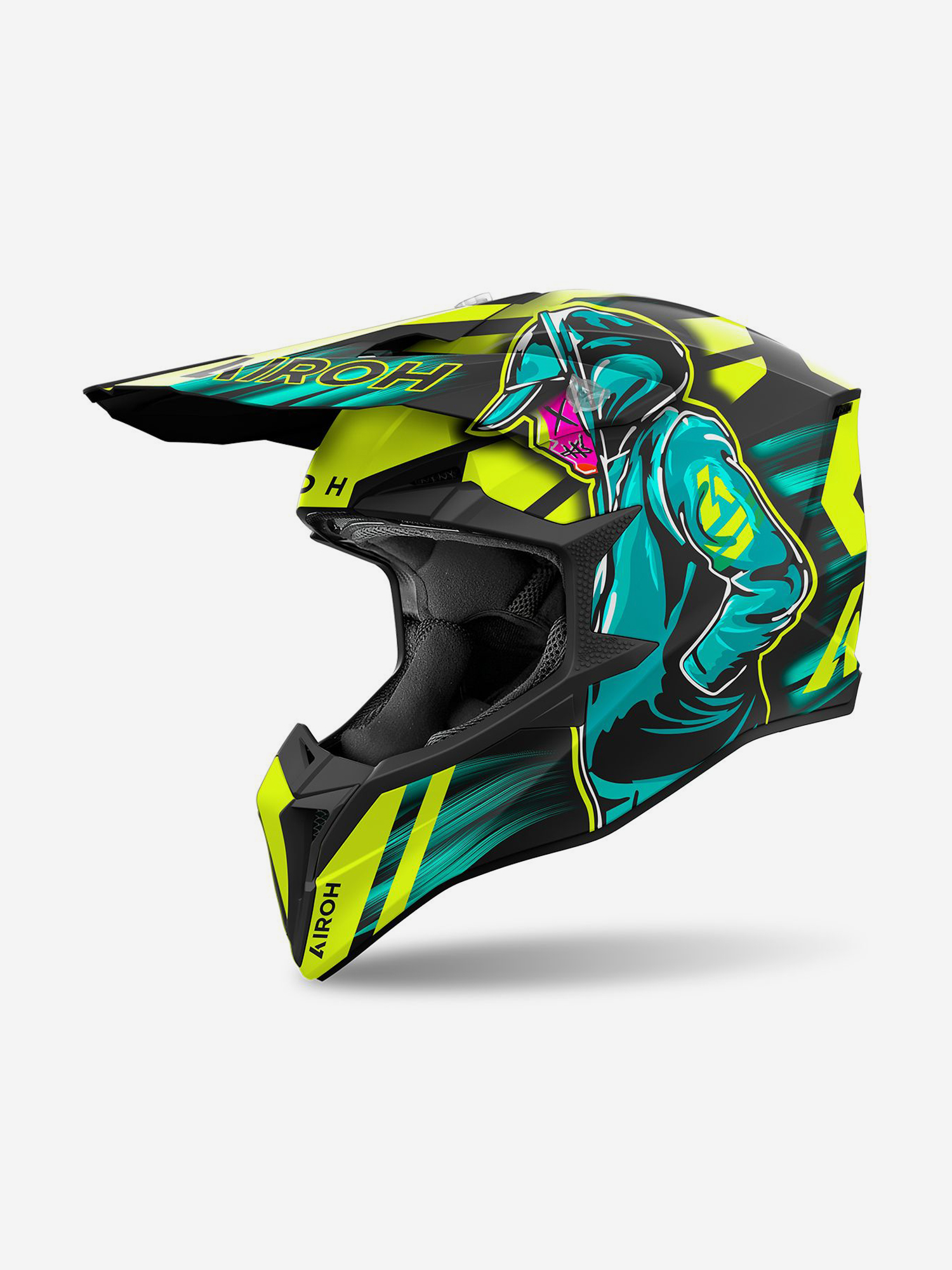 

Мотошлем Кроссовый Airoh WRAAP CYBER Yellow Matt, Желтый