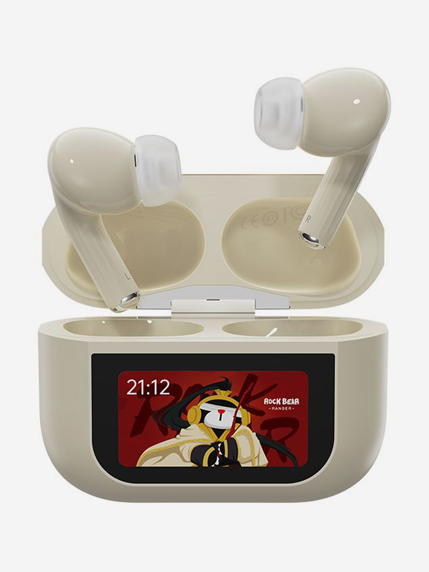  Беспроводные наушники с шумоподавлением и цветным дисплеем ROCK A5 Pro Smart Touch Screen ANC TWS Earphones белые, Белый