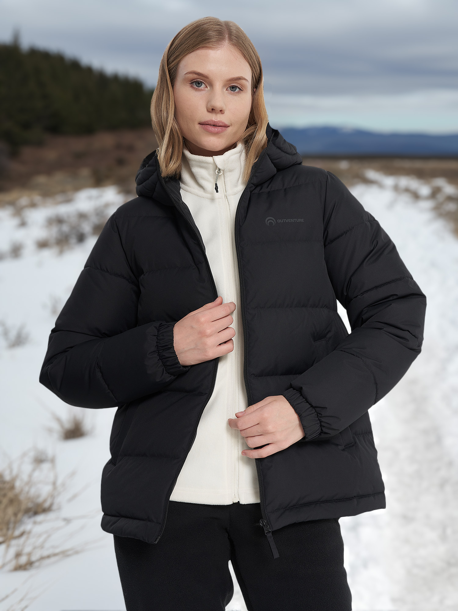 Пуховик женский Outventure, черный, арт. 137029out-99