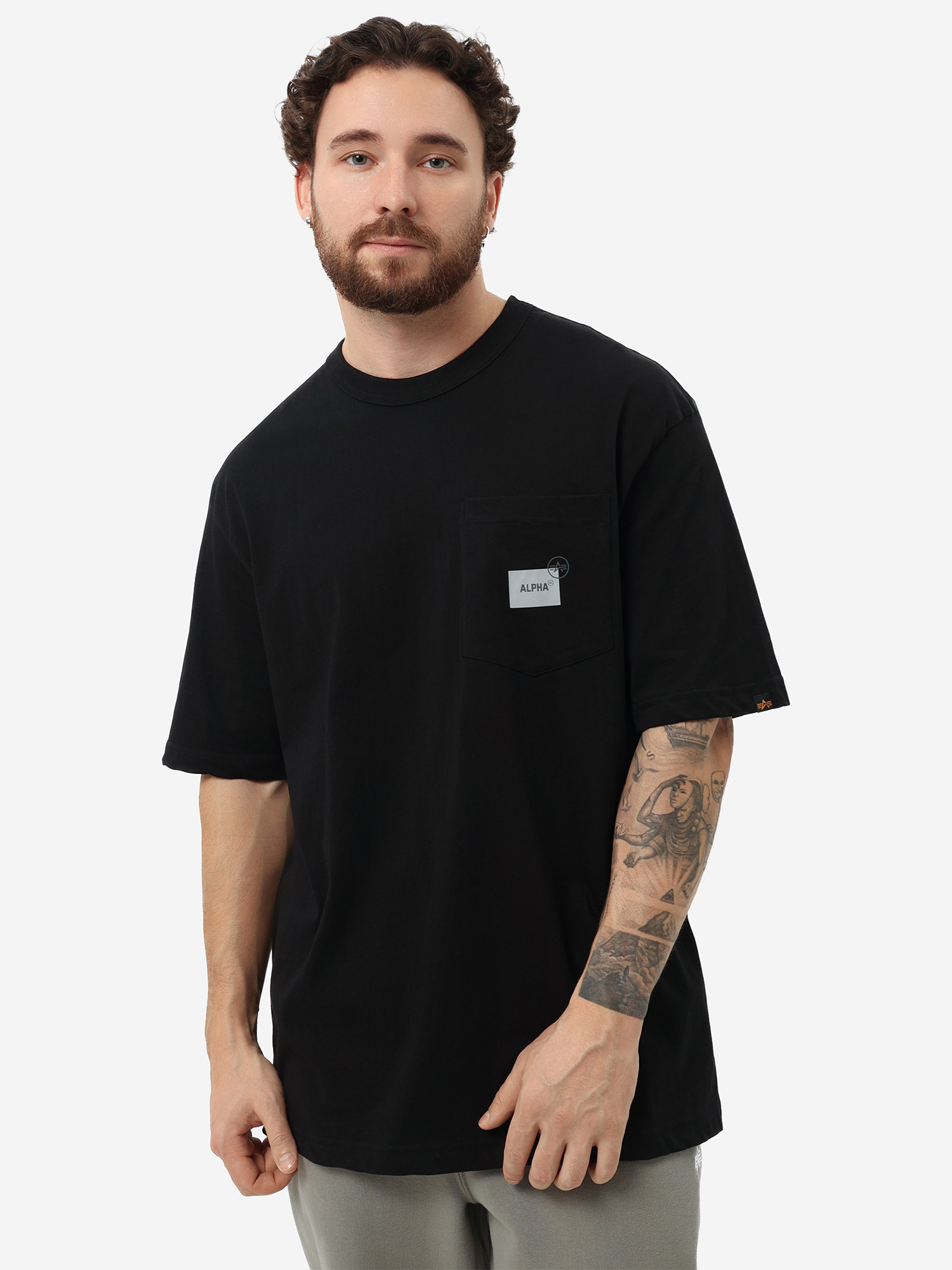 Изображение товара Футболка Alpha Industries UNFRM SS Pocket A.I. Мужская с логотипом, черная