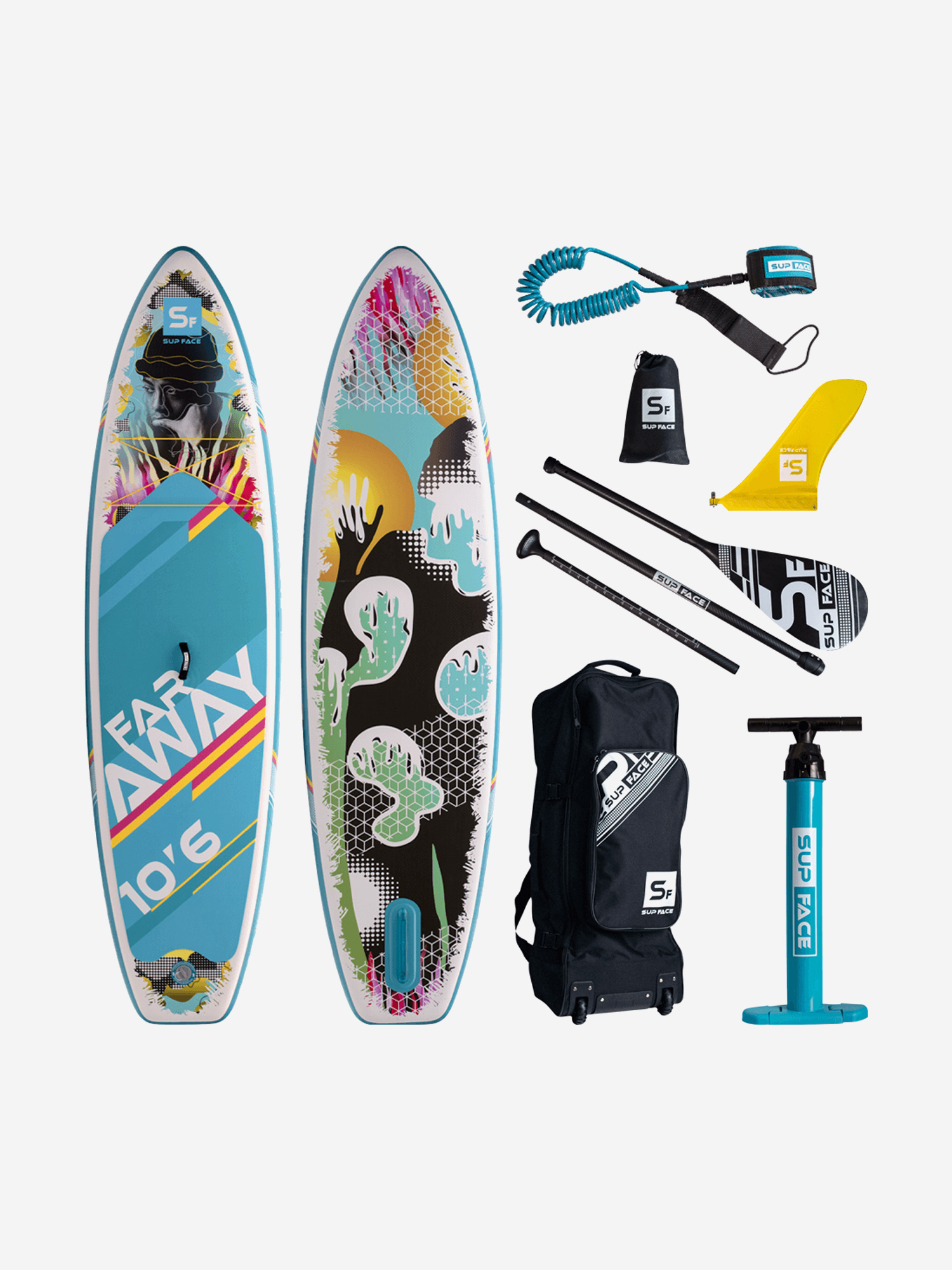 

Доска SUP надувная комплект SUP face Far Away 10'6"x32"x6", Голубой
