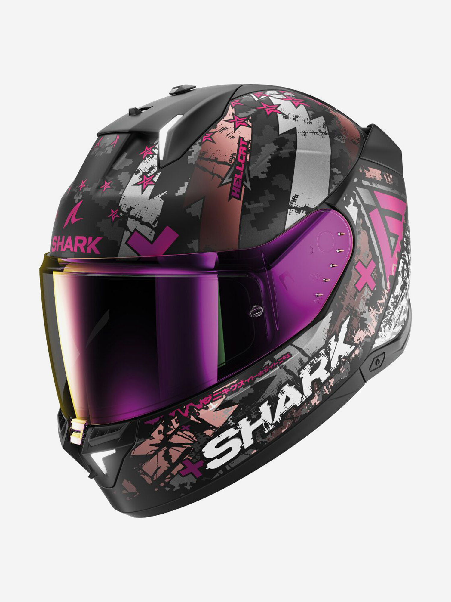 

Мотошлем интеграл Shark SKWAL I3 HELLCAT MAT Black/Chrome/Violet, Черный