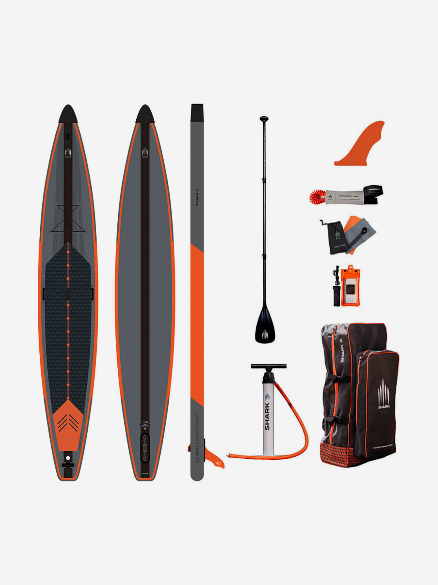 

Доска SUP надувная комплект Shark Touring Racing 14'x27" c веслом full карбон, Белый