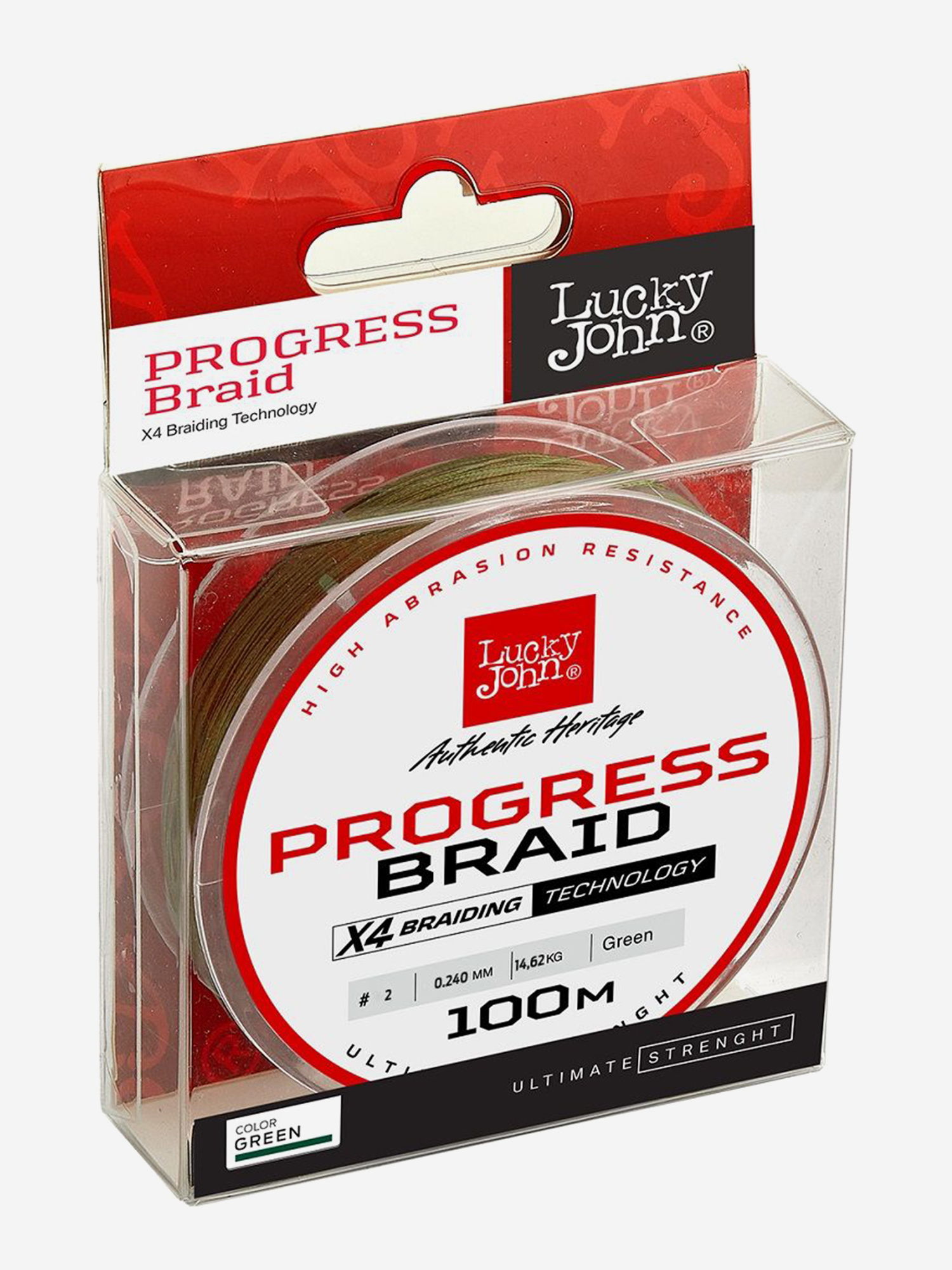 Изображение товара Плетеный шнур для рыбалки Lucky John Progress BRAID Green 100 м диаметр 0 24 мм