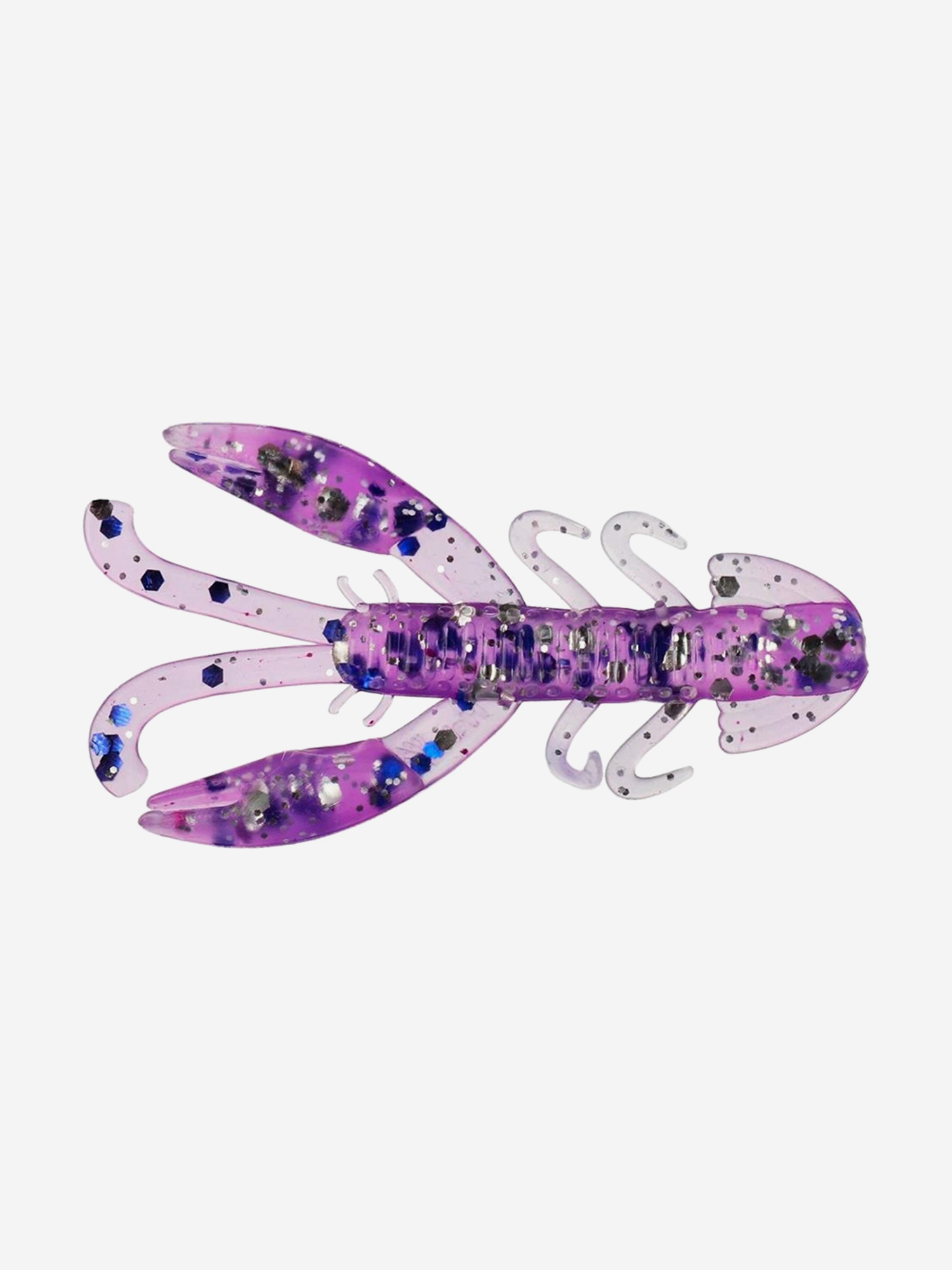 Изображение товара Мягкая приманка рак Helios Omar, 2,05" / 5,2 см, Silver Sparkles & Fio, 15 штук (HS-24-036), Фиолетовый/серебристый