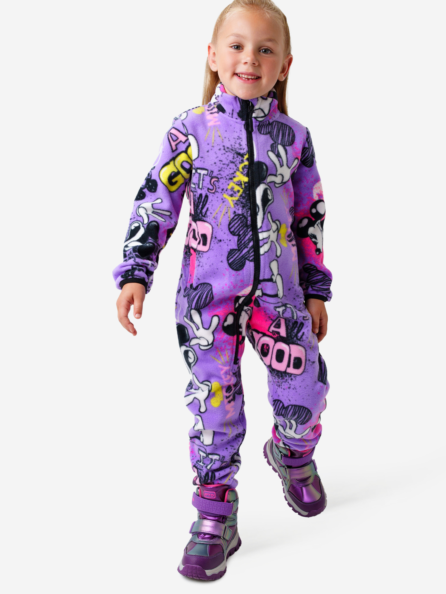 Изображение товара Флисовый комбинезон для девочек PlayToday утепленный зимний демисезонный