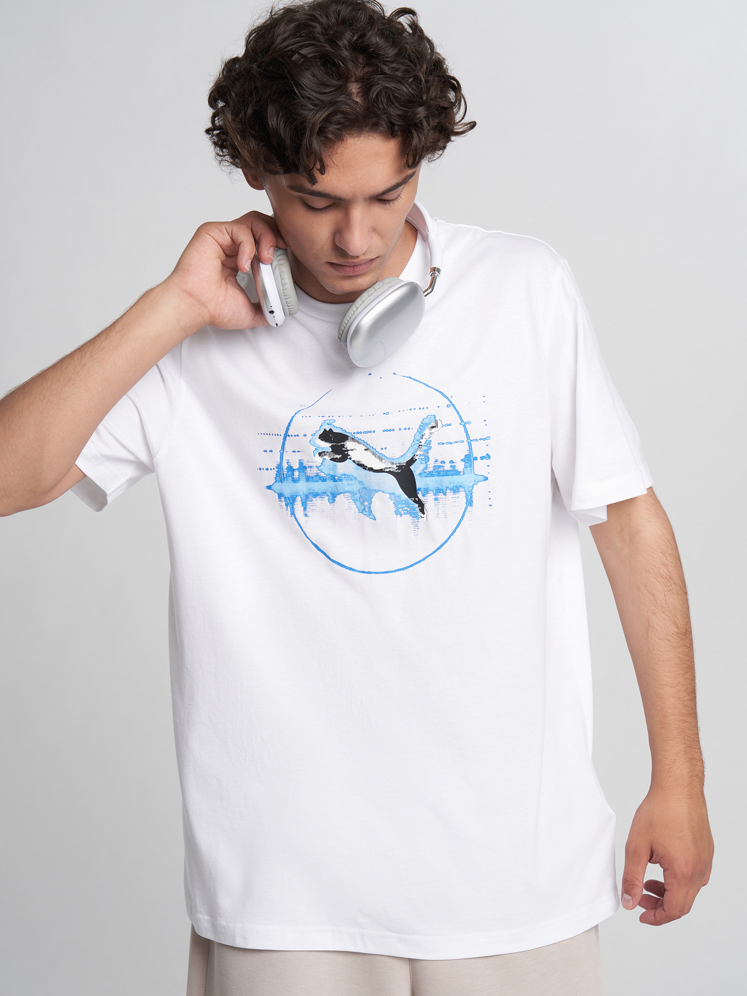 Изображение товара Мужская футболка PUMA Graphics Digital с надписью, натуральный хлопок Изображение товара Мужская футболка PUMA Graphics Digital с надписью, натуральный хлопок
