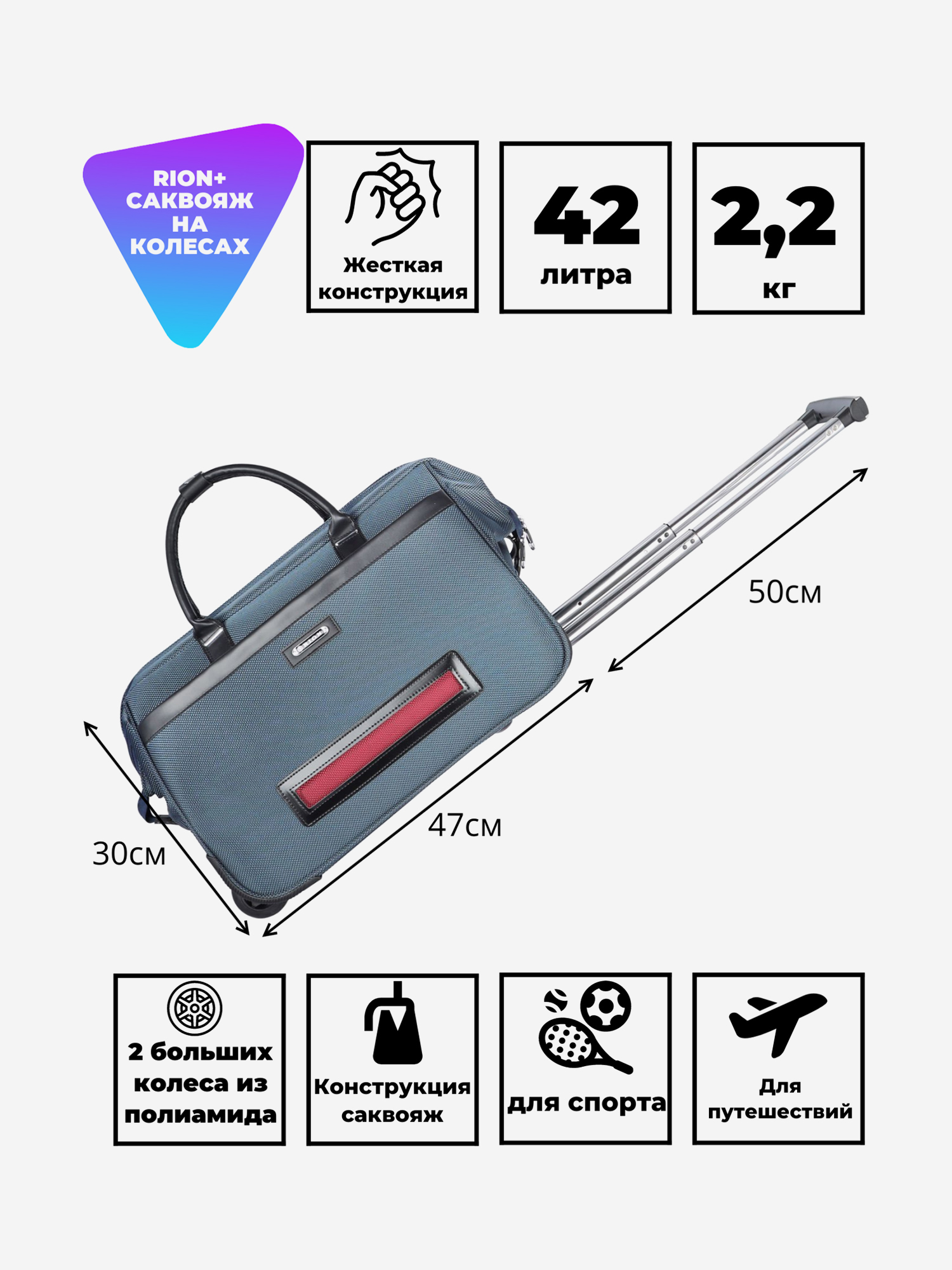 Изображение товара Дорожная сумка RION+, Синий