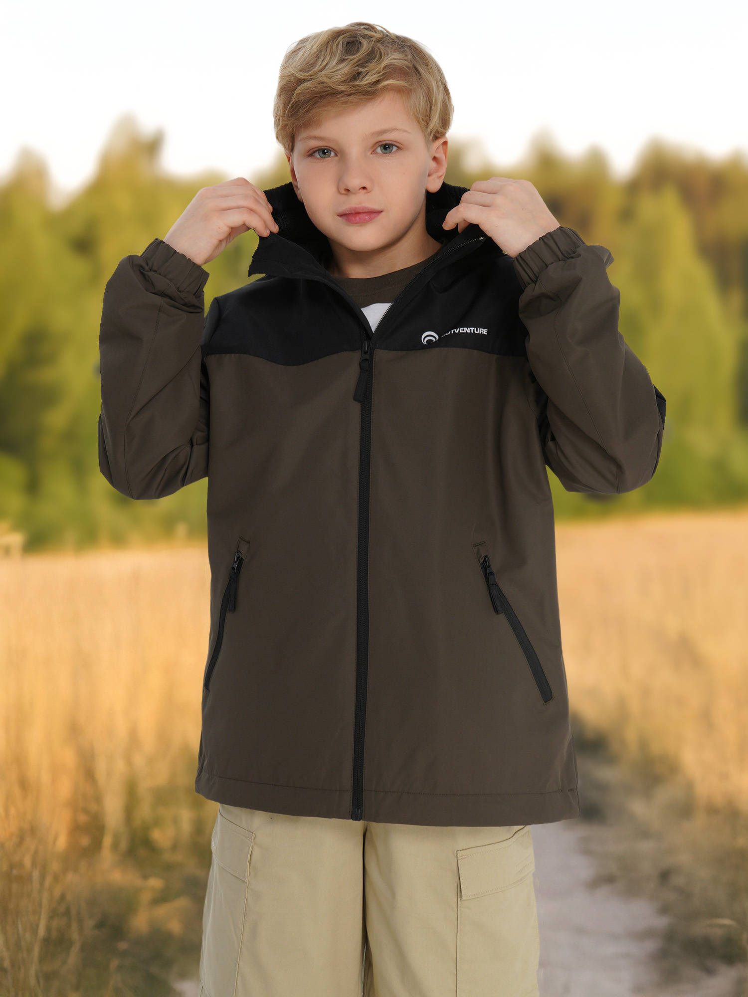 Изображение товара Ветровка для мальчиков Outventure, Коричневый/черный