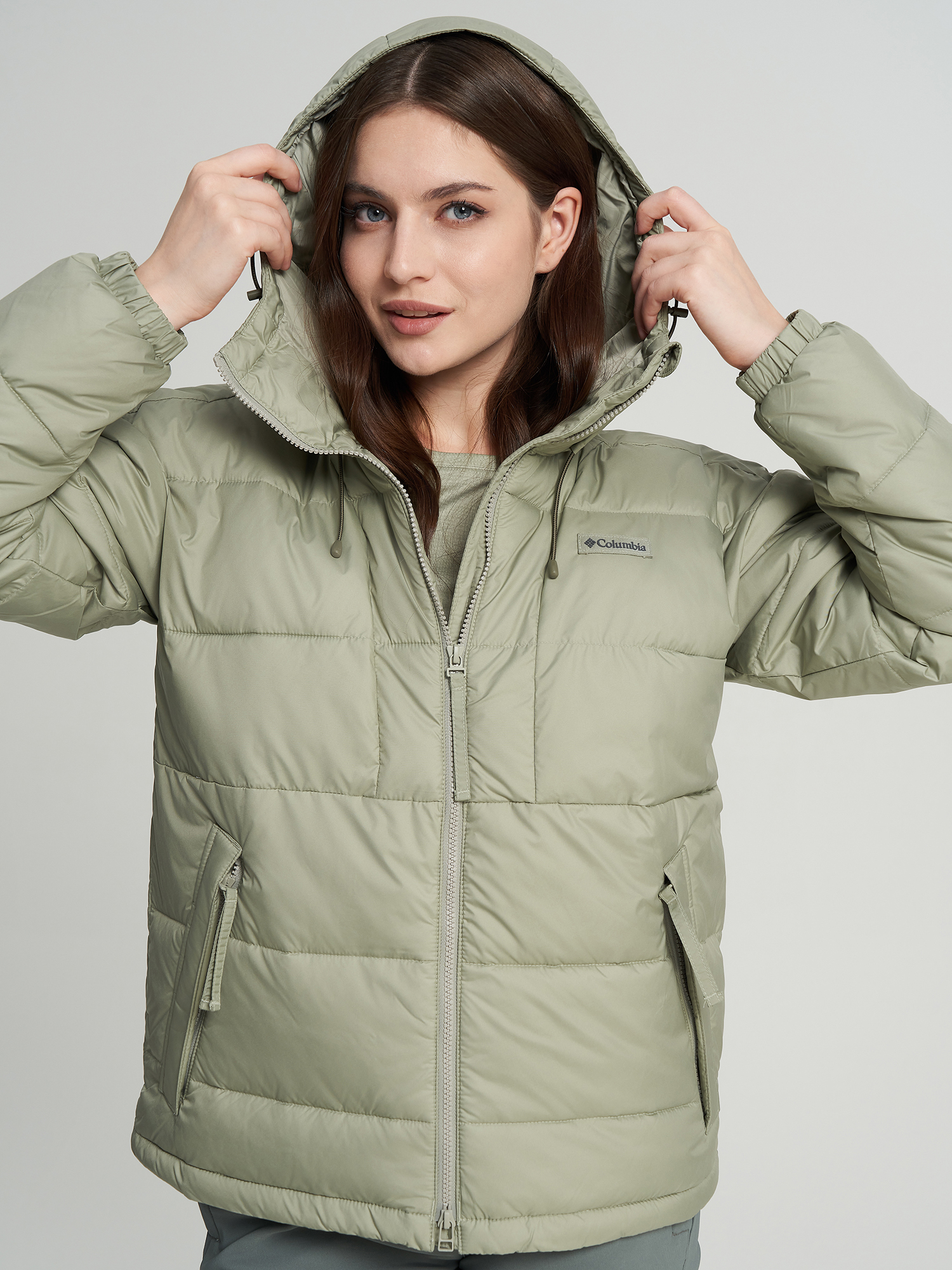 Изображение товара Пуховик женский Columbia Pike Lake III Hooded Jacket, Светло-зеленый Изображение товара Пуховик женский Columbia Pike Lake III Hooded Jacket, Светло-зеленый