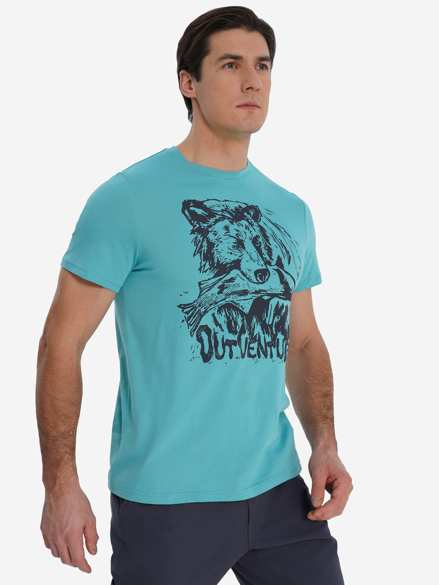 Изображение товара Мужская футболка Outventure Лазурный короткий рукав натуральный хлопок