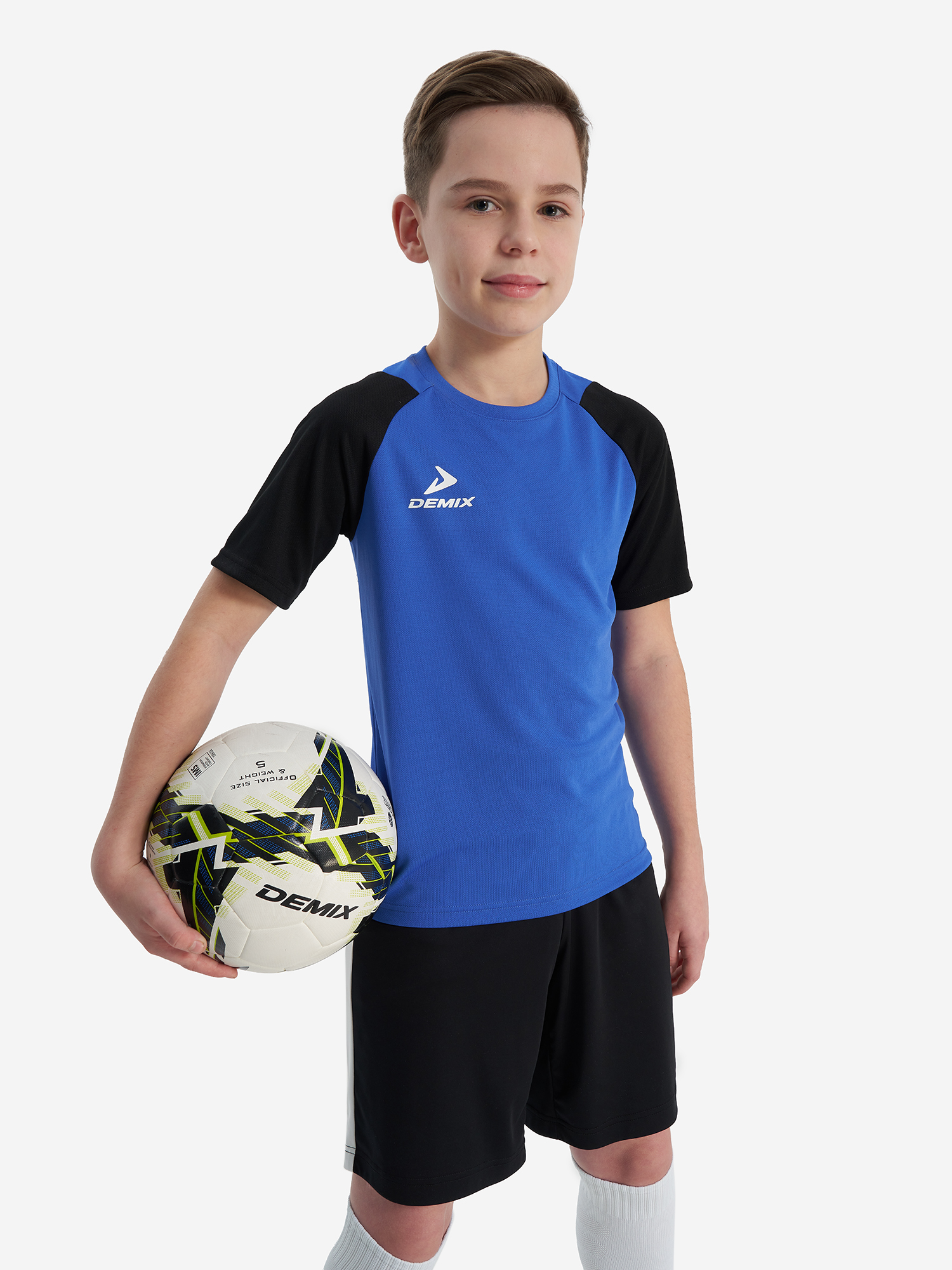 Изображение товара Детская футболка для мальчиков Demix Playmaker Tr Jsy Y синяя с логотипом