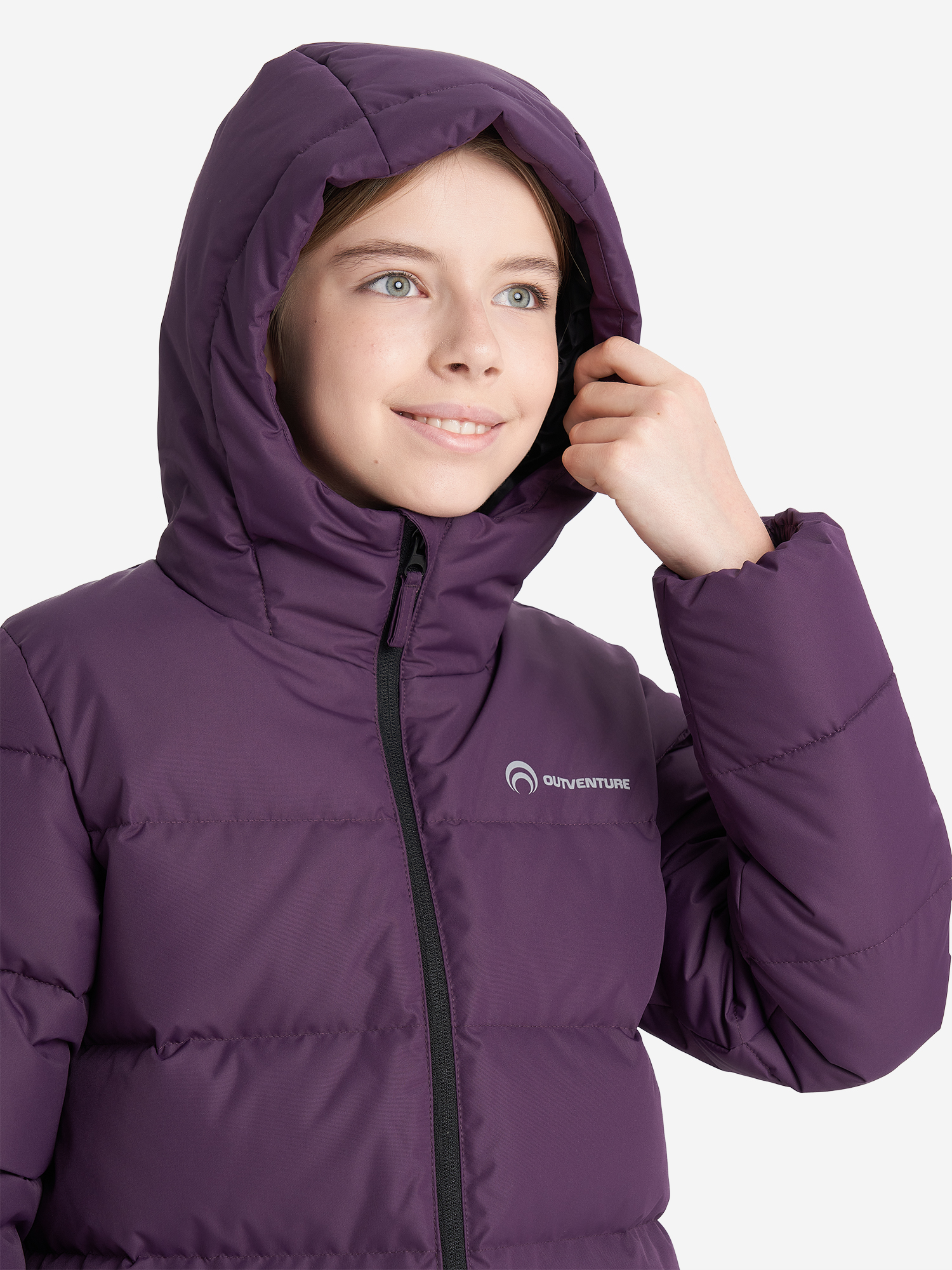 фото Пуховик для девочек outventure, фиолетовый