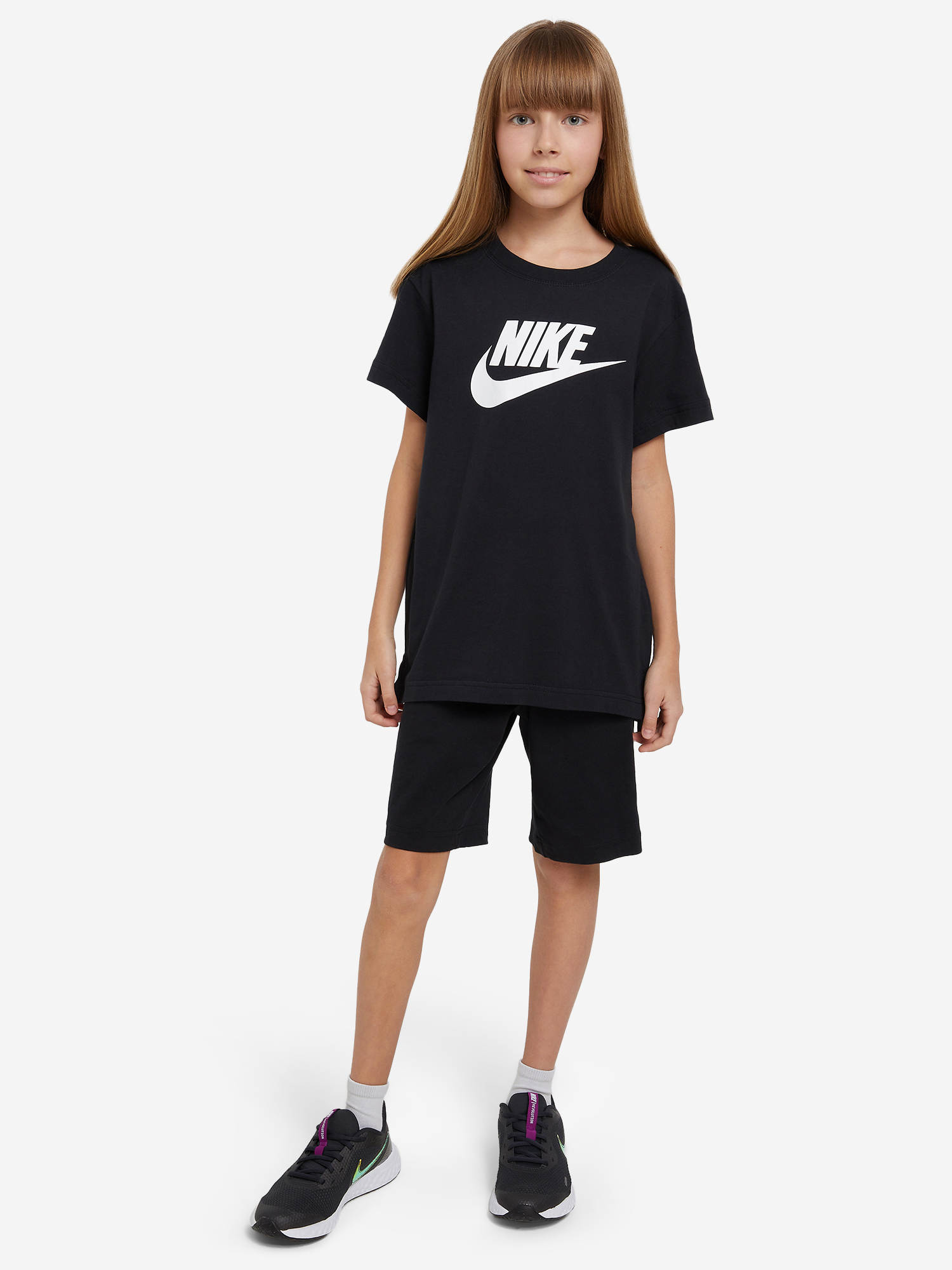 Футболка для девочек Nike Sportswear, Черный AR5088N06-010, размер 137-146 - фото 3