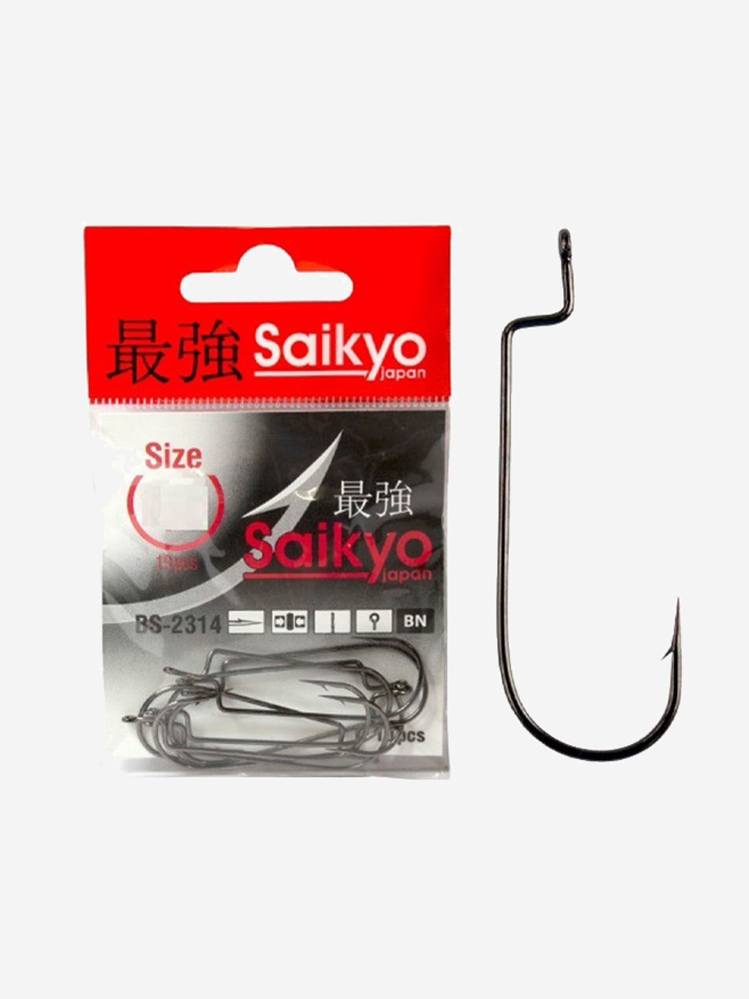 

Крючки для рыбалки офсетные Saikyo BS-2314 BN ( 1 упк. по 10шт.), Серый