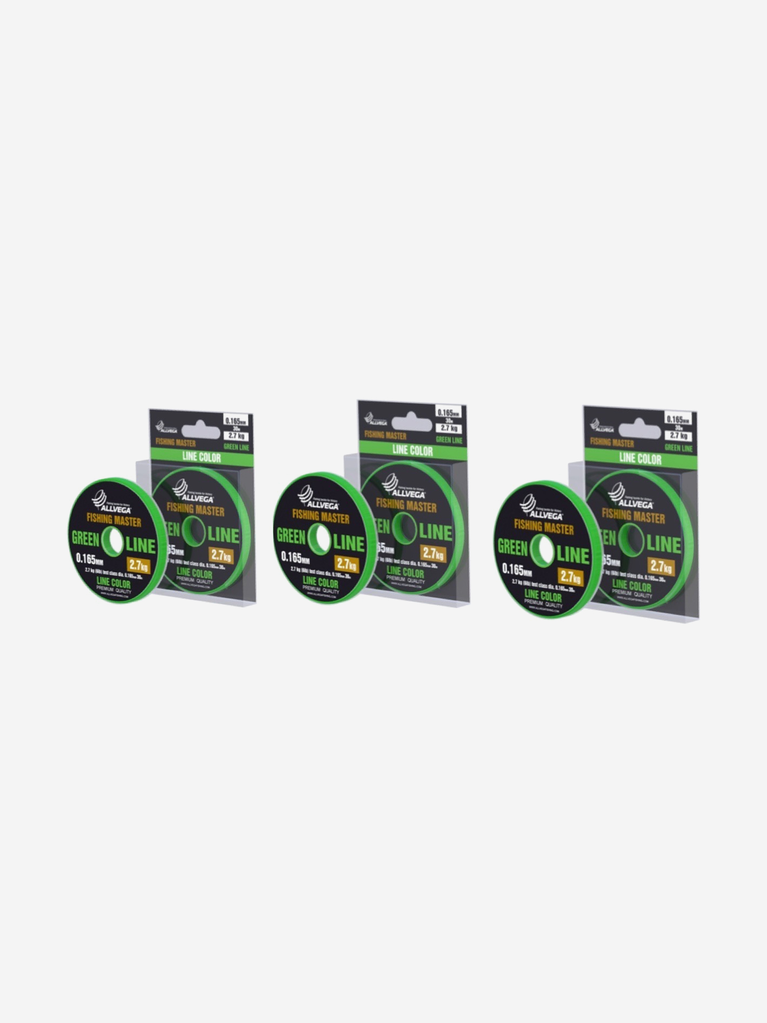 

Леска монофильная ALLVEGA "Fishing Master" 30м 0,165мм (2,7кг) зеленая. Набор 3 штуки., Зеленый
