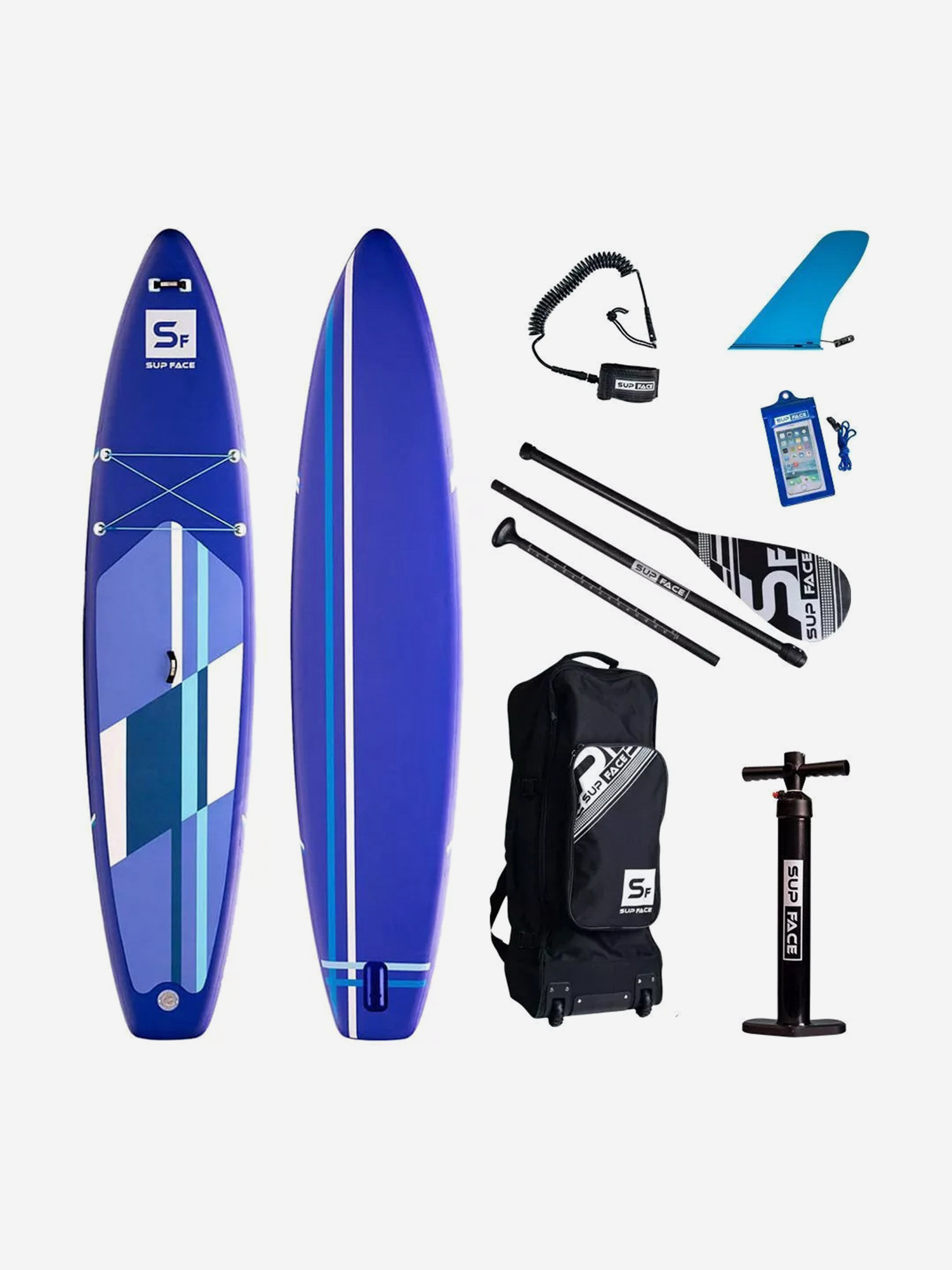 

Доска SUP надувная SUP face Basic PLUS 12'6x32x6, Синий